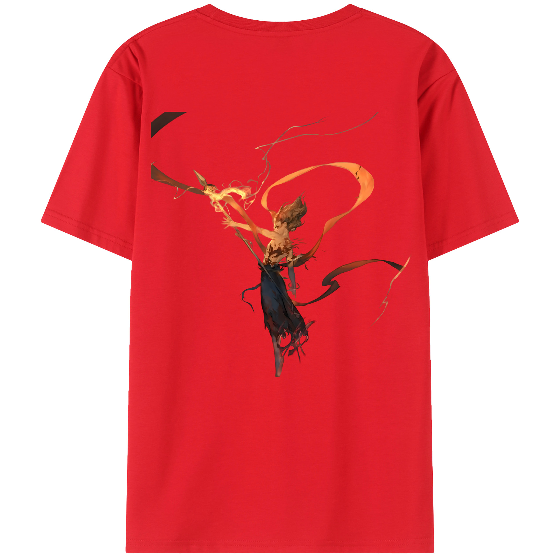 （画像用） Ne Zha 2 ナタ 魔童の大暴れ 綿100％ メンズ半袖Tシャツ（バックプリント） 通気性