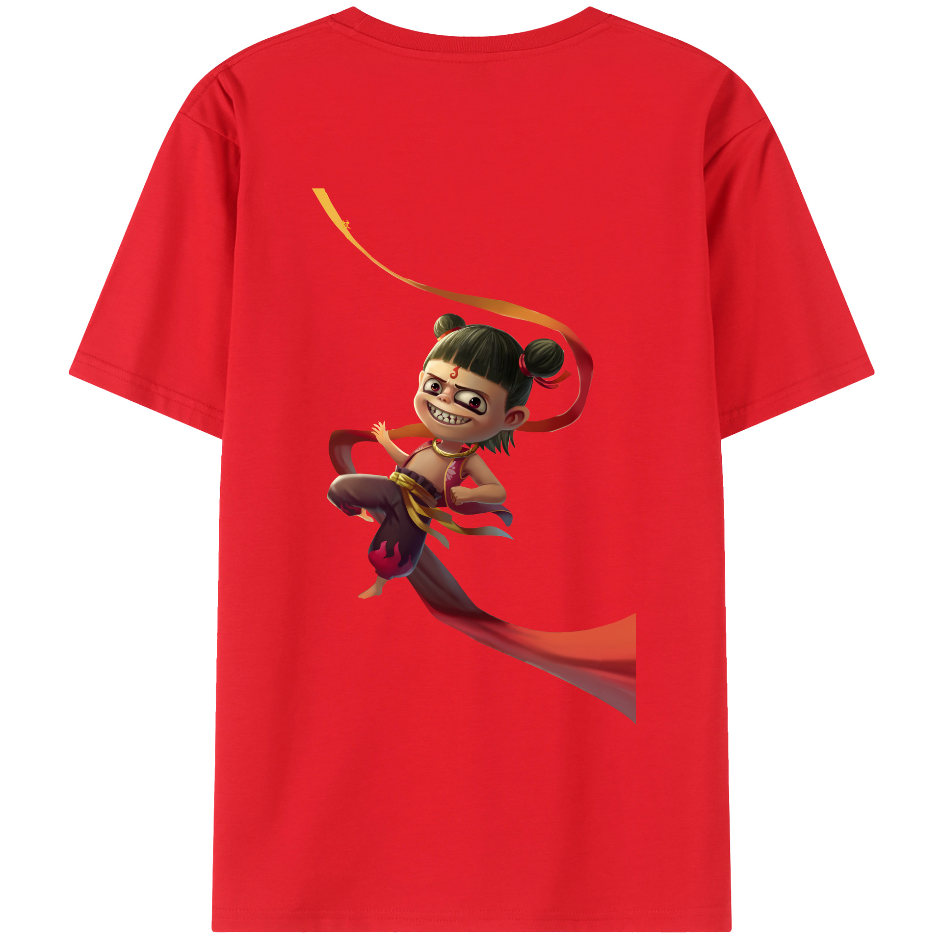 （画像用） Ne Zha 2 ナタ 魔童の大暴れ 綿100％ メンズ半袖Tシャツ（バックプリント） 通気性