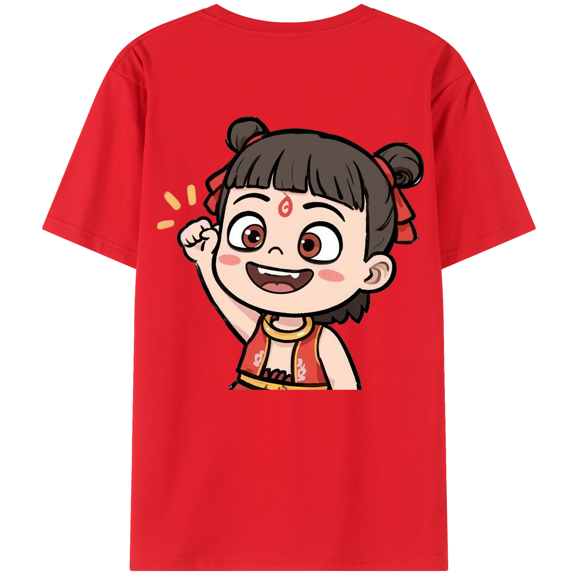 （画像用） Ne Zha 2 ナタ 魔童の大暴れ 綿100％ メンズ半袖Tシャツ（バックプリント） 通気性