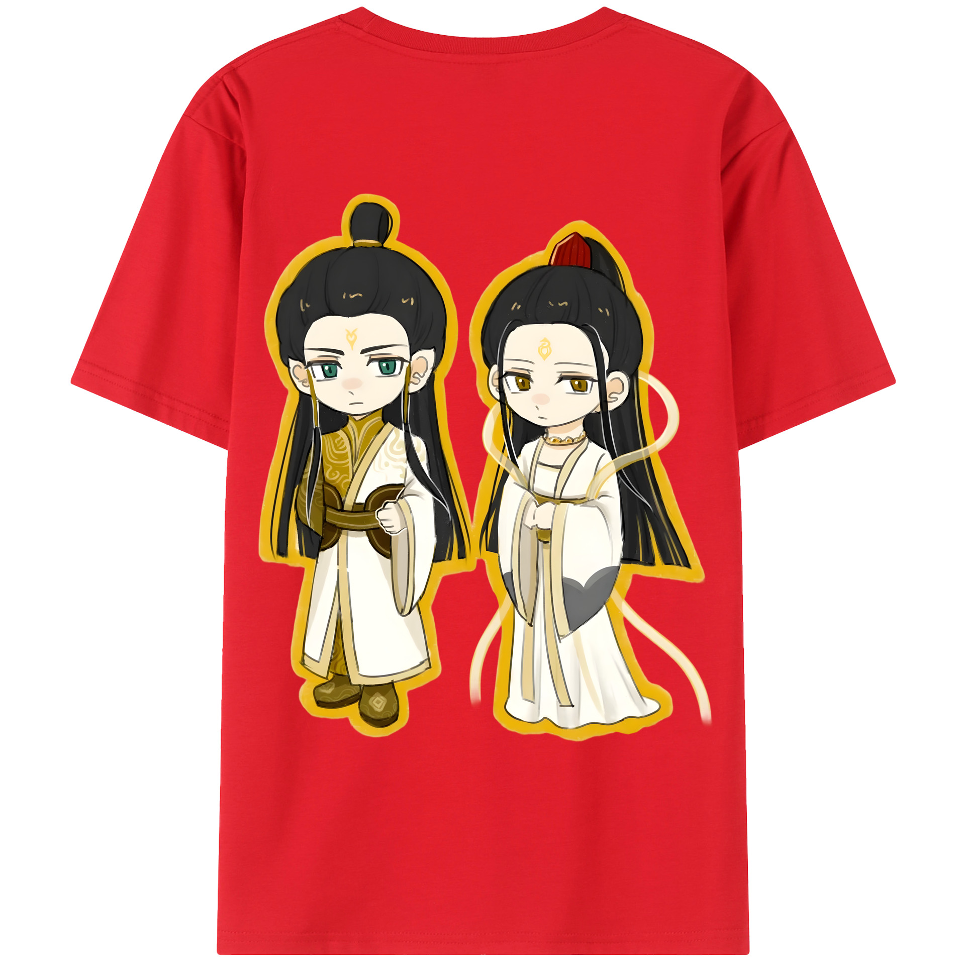 （画像用） Ne Zha 2 ナタ 魔童の大暴れ 綿100％ メンズ半袖Tシャツ（バックプリント） 通気性