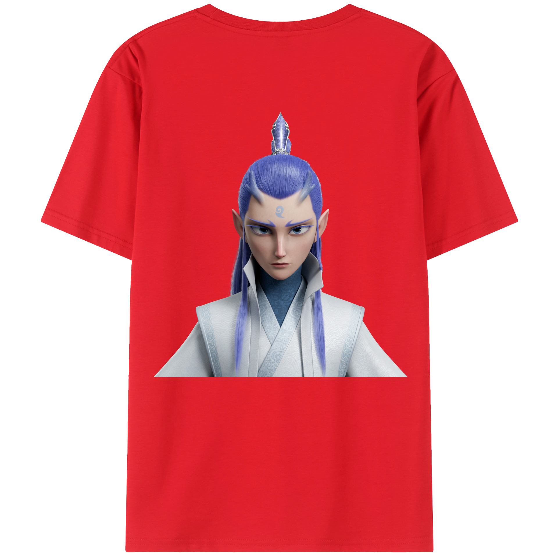 （画像用） Ne Zha 2 ナタ 魔童の大暴れ 綿100％ メンズ半袖Tシャツ（バックプリント） 通気性