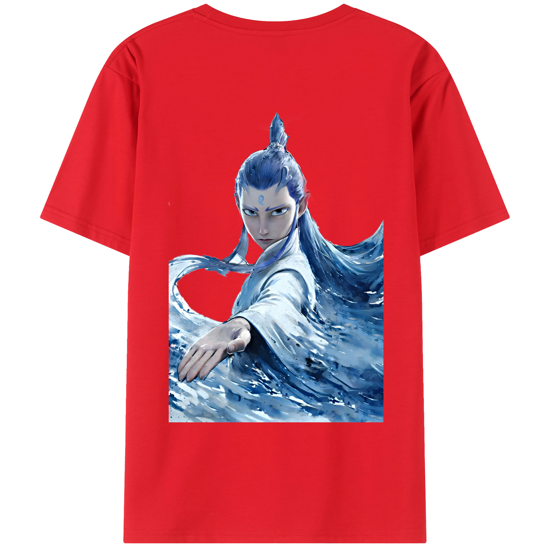 （画像用） Ne Zha 2 ナタ 魔童の大暴れ 綿100％ メンズ半袖Tシャツ（バックプリント） 通気性