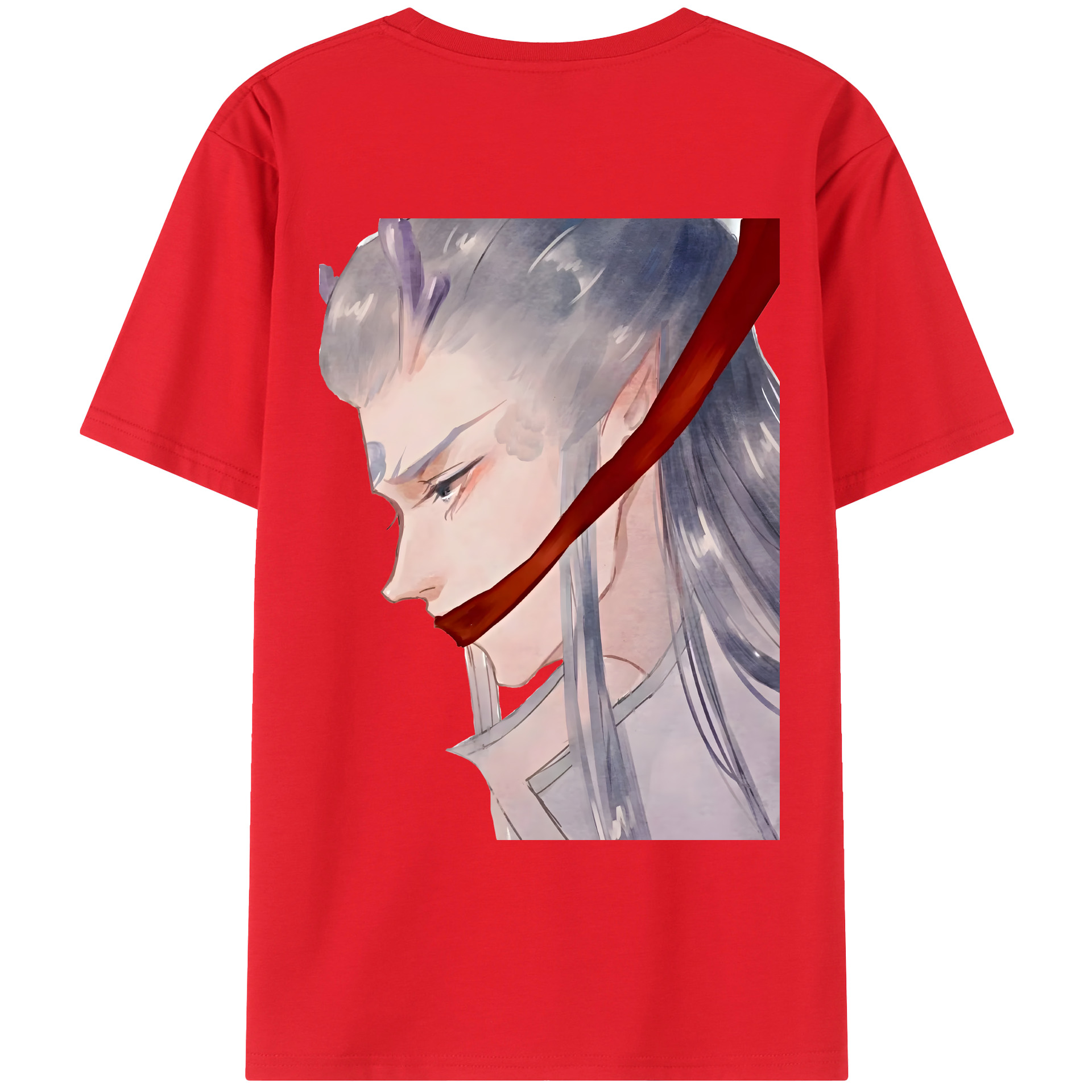 （画像用） Ne Zha 2 ナタ 魔童の大暴れ 綿100％ メンズ半袖Tシャツ（バックプリント） 通気性