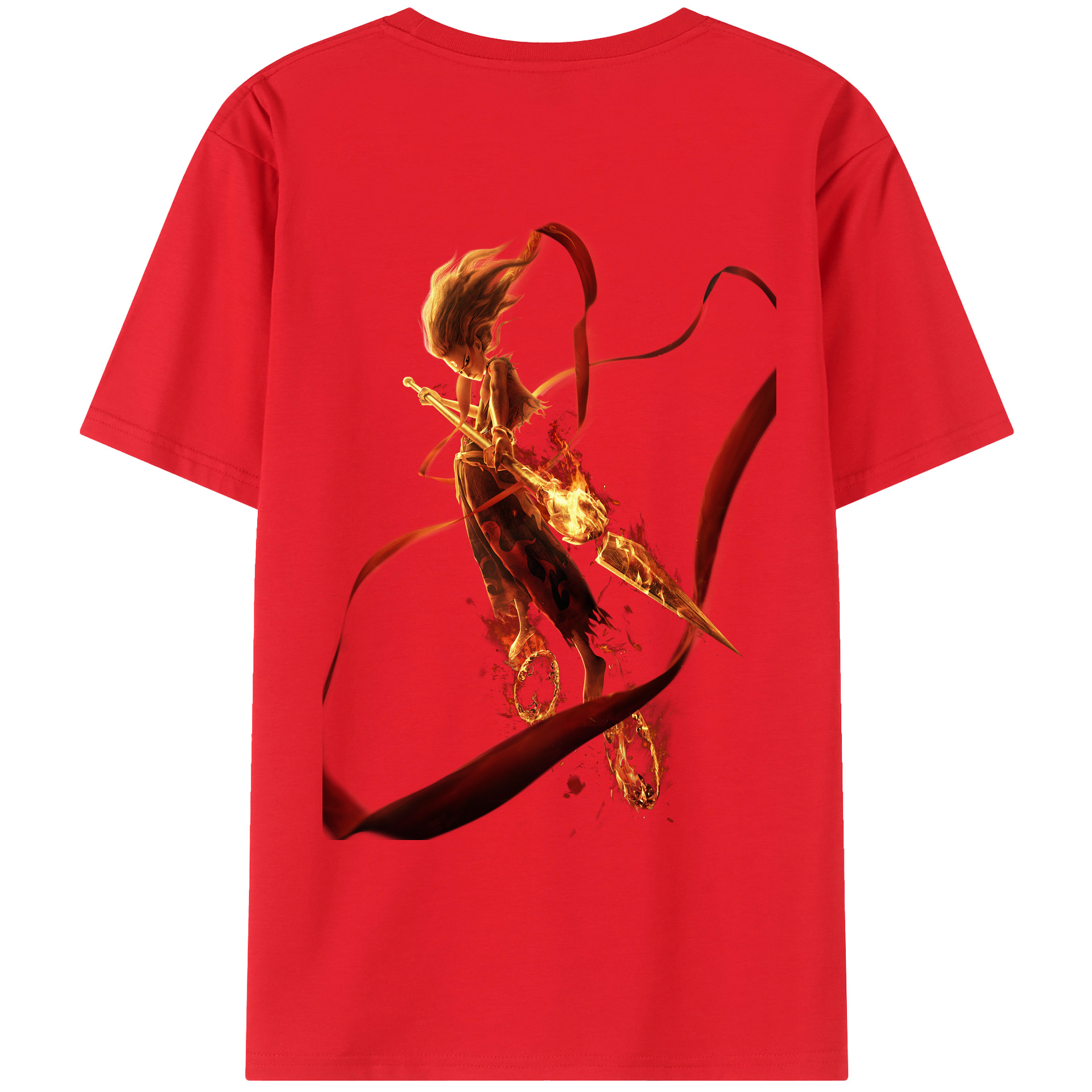 （画像用） Ne Zha 2 ナタ 魔童の大暴れ 綿100％ メンズ半袖Tシャツ（バックプリント） 通気性