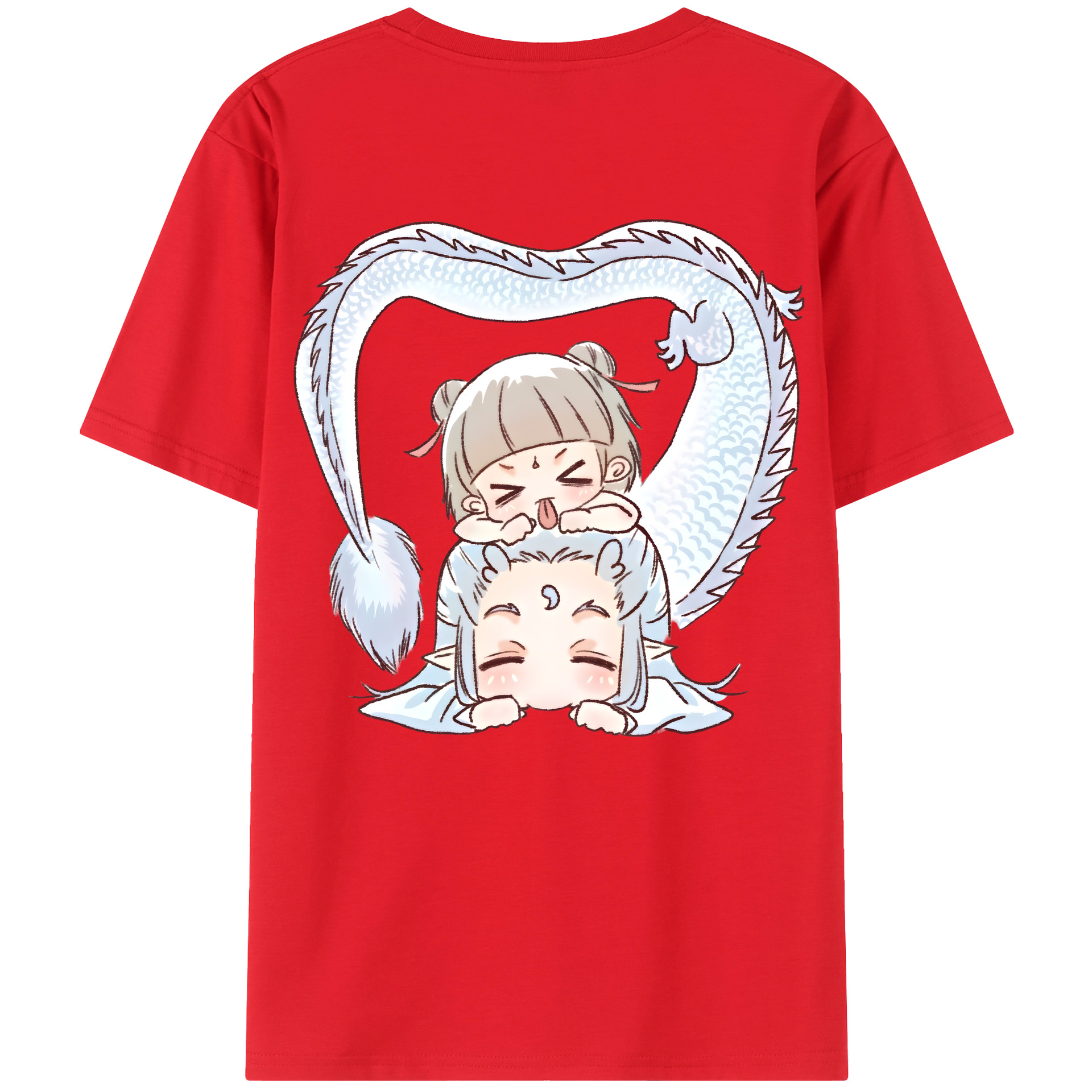 （画像用） Ne Zha 2 ナタ 魔童の大暴れ 綿100％ メンズ半袖Tシャツ（バックプリント） 通気性