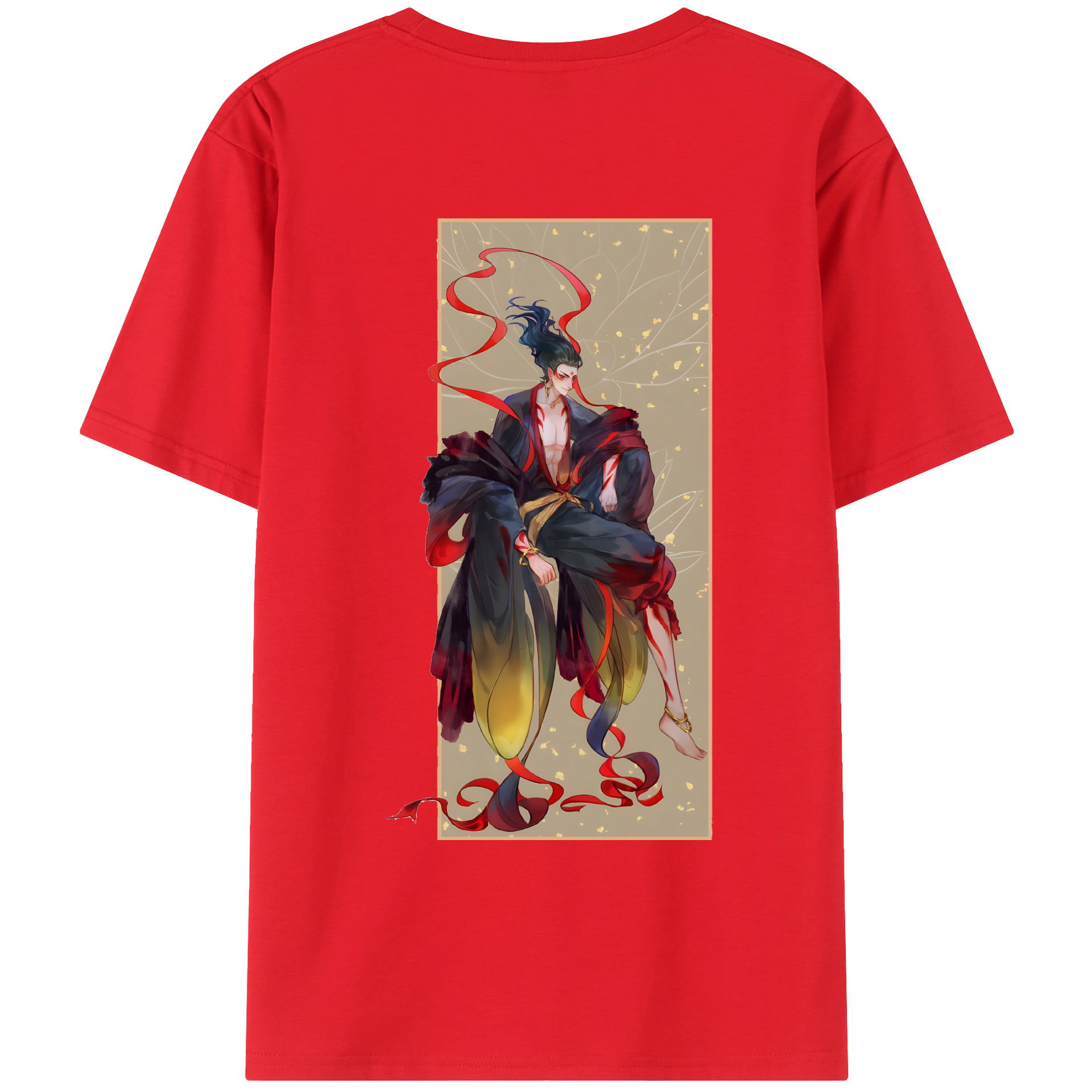 （画像用） Ne Zha 2 ナタ 魔童の大暴れ 綿100％ メンズ半袖Tシャツ（バックプリント） 通気性