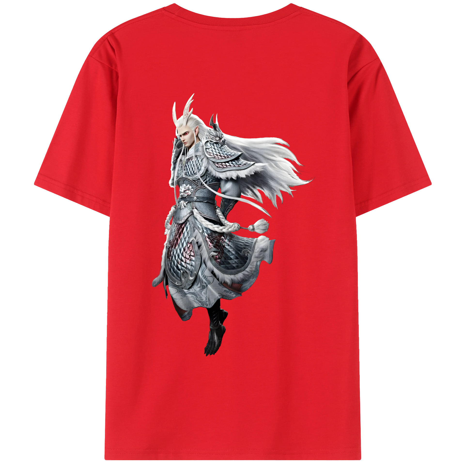 （画像用） Ne Zha 2 ナタ 魔童の大暴れ 綿100％ メンズ半袖Tシャツ（バックプリント） 通気性