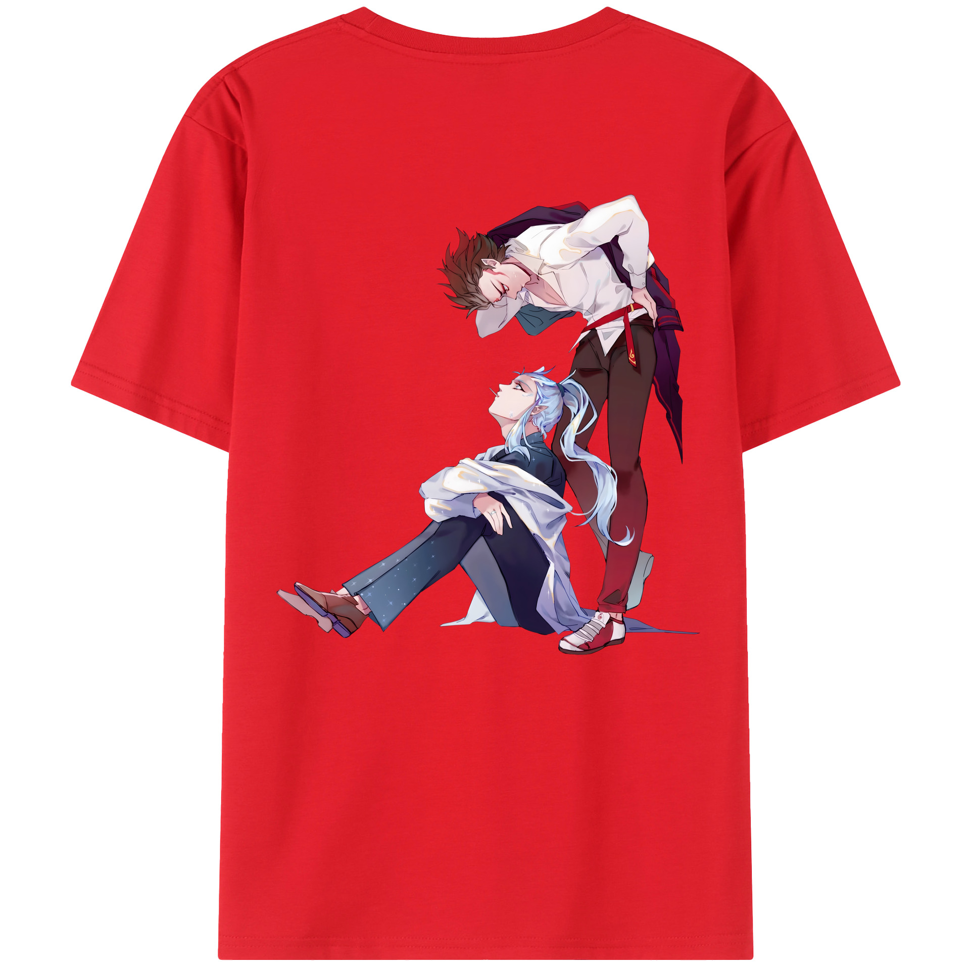 （画像用） Ne Zha 2 ナタ 魔童の大暴れ 綿100％ メンズ半袖Tシャツ（バックプリント） 通気性