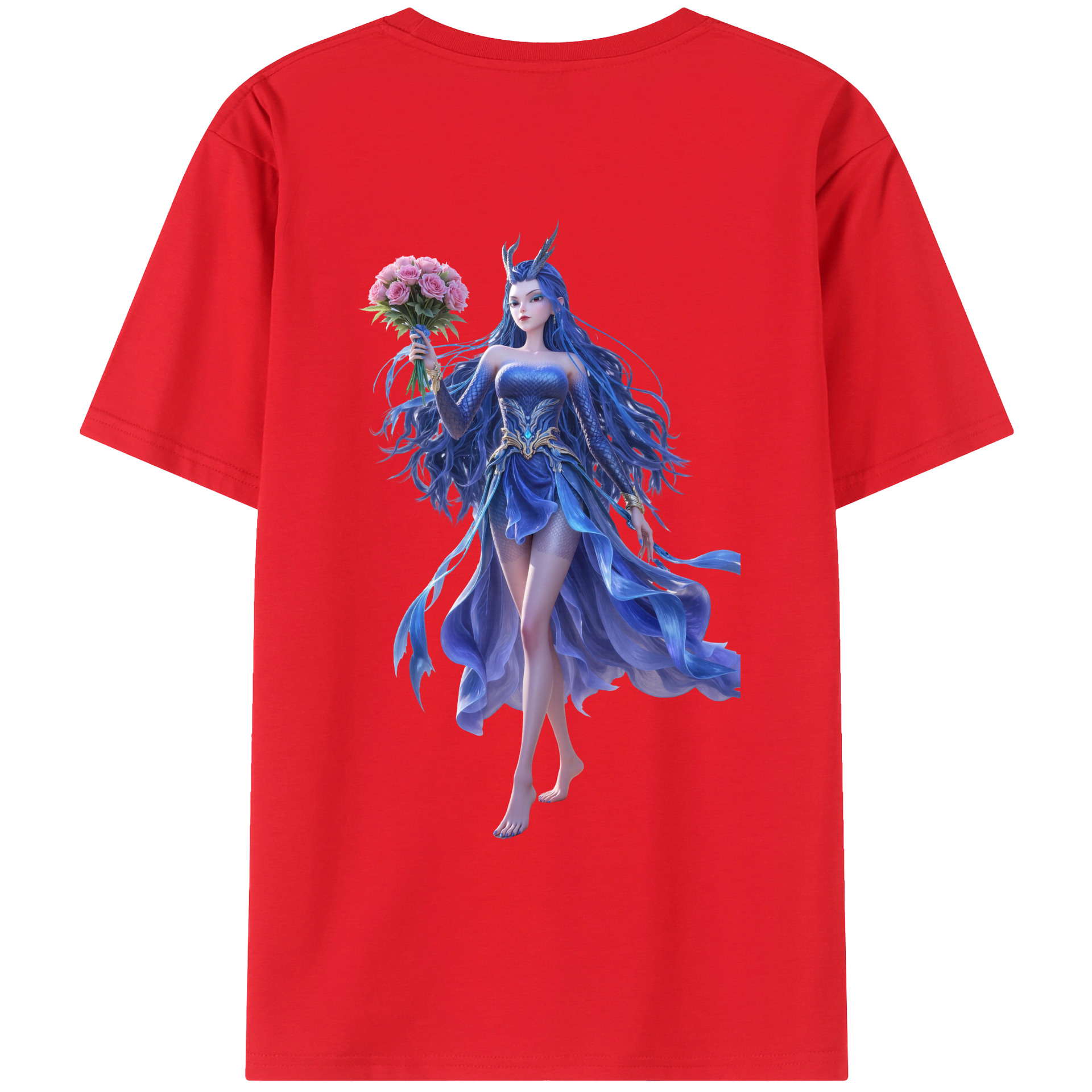 （画像用） Ne Zha 2 ナタ 魔童の大暴れ 綿100％ メンズ半袖Tシャツ（バックプリント） 通気性