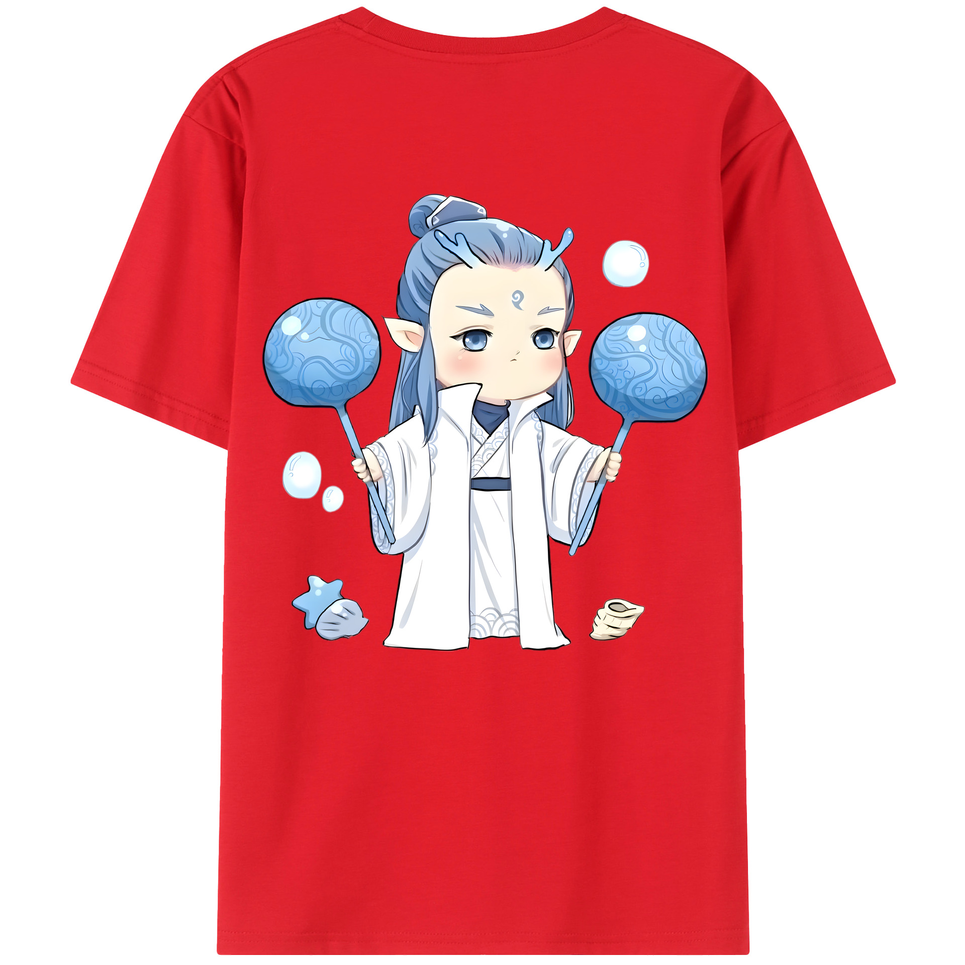 （画像用） Ne Zha 2 ナタ 魔童の大暴れ 綿100％ メンズ半袖Tシャツ（バックプリント） 通気性