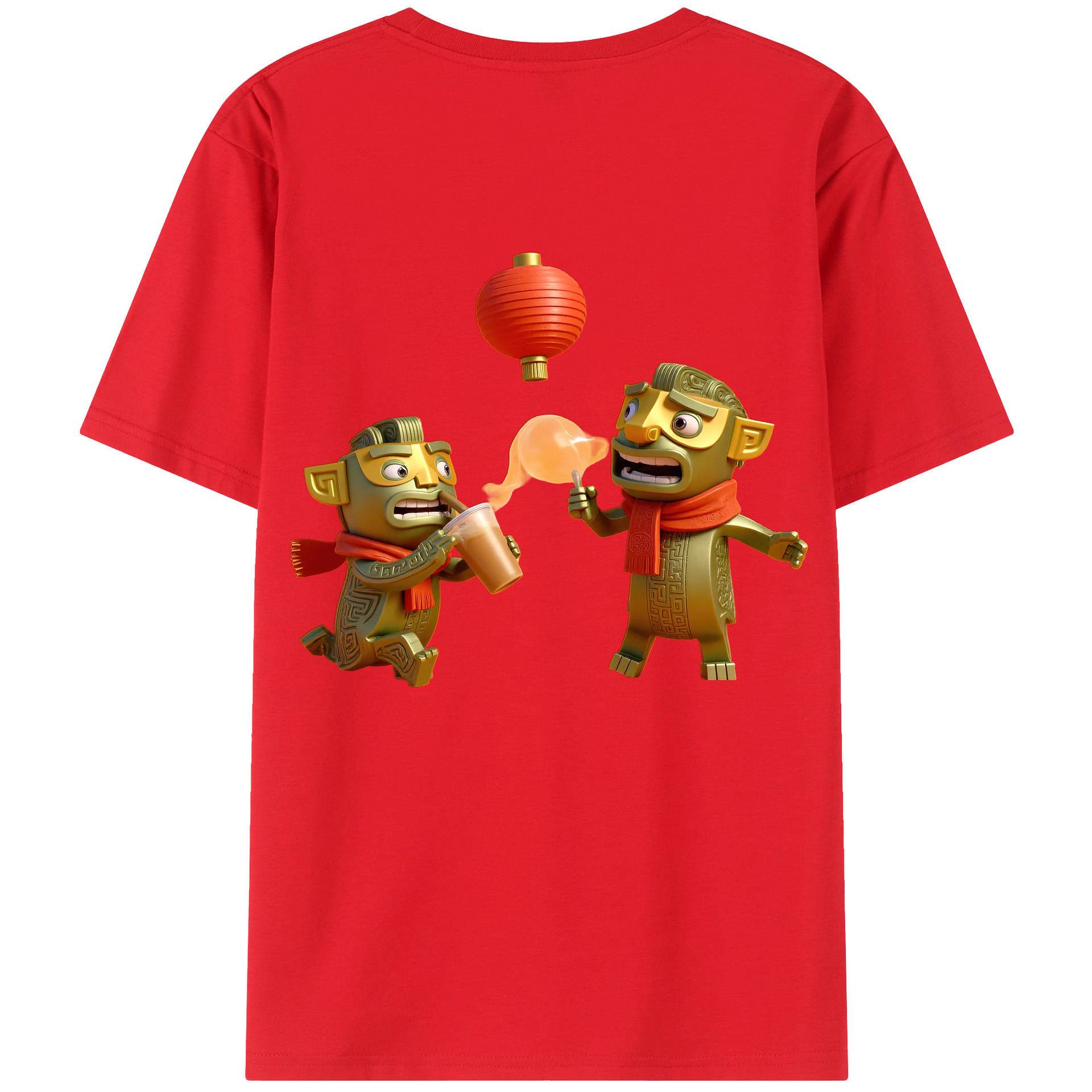 （画像用） Ne Zha 2 ナタ 魔童の大暴れ 綿100％ メンズ半袖Tシャツ（バックプリント） 通気性