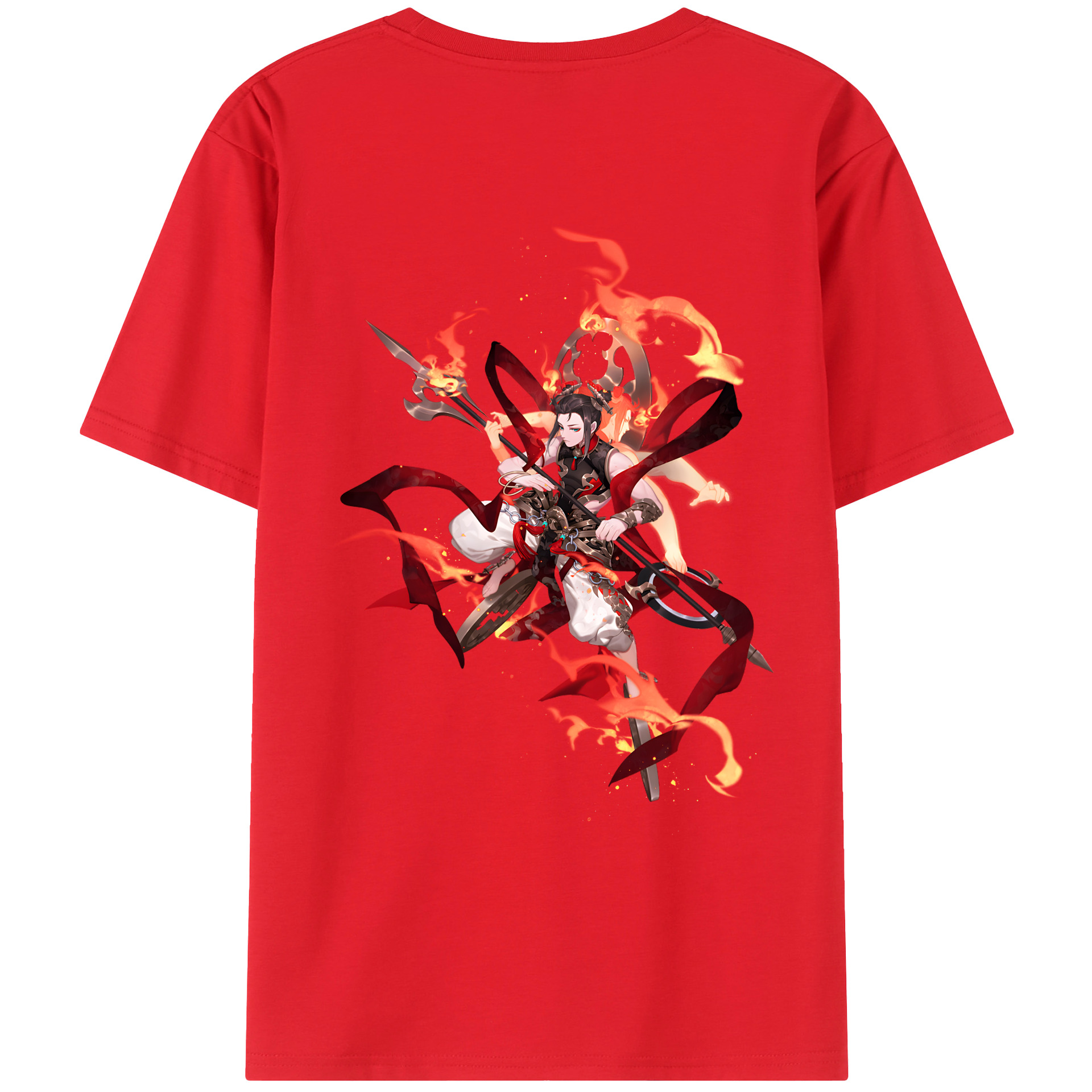 （画像用） Ne Zha 2 ナタ 魔童の大暴れ 綿100％ メンズ半袖Tシャツ（バックプリント） 通気性