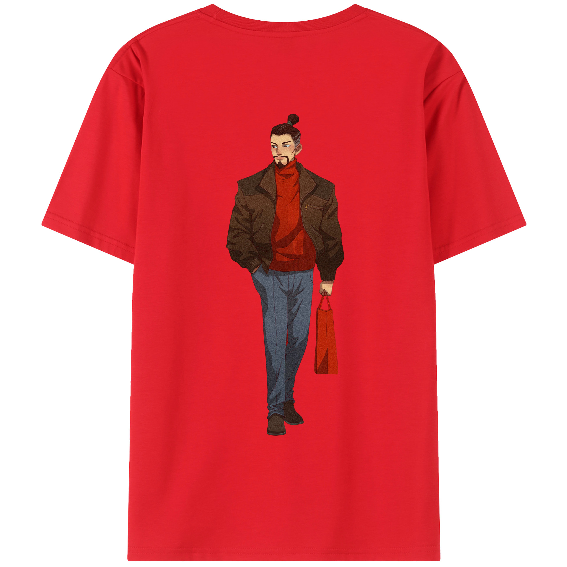 （画像用） Ne Zha 2 ナタ 魔童の大暴れ 綿100％ メンズ半袖Tシャツ（バックプリント） 通気性