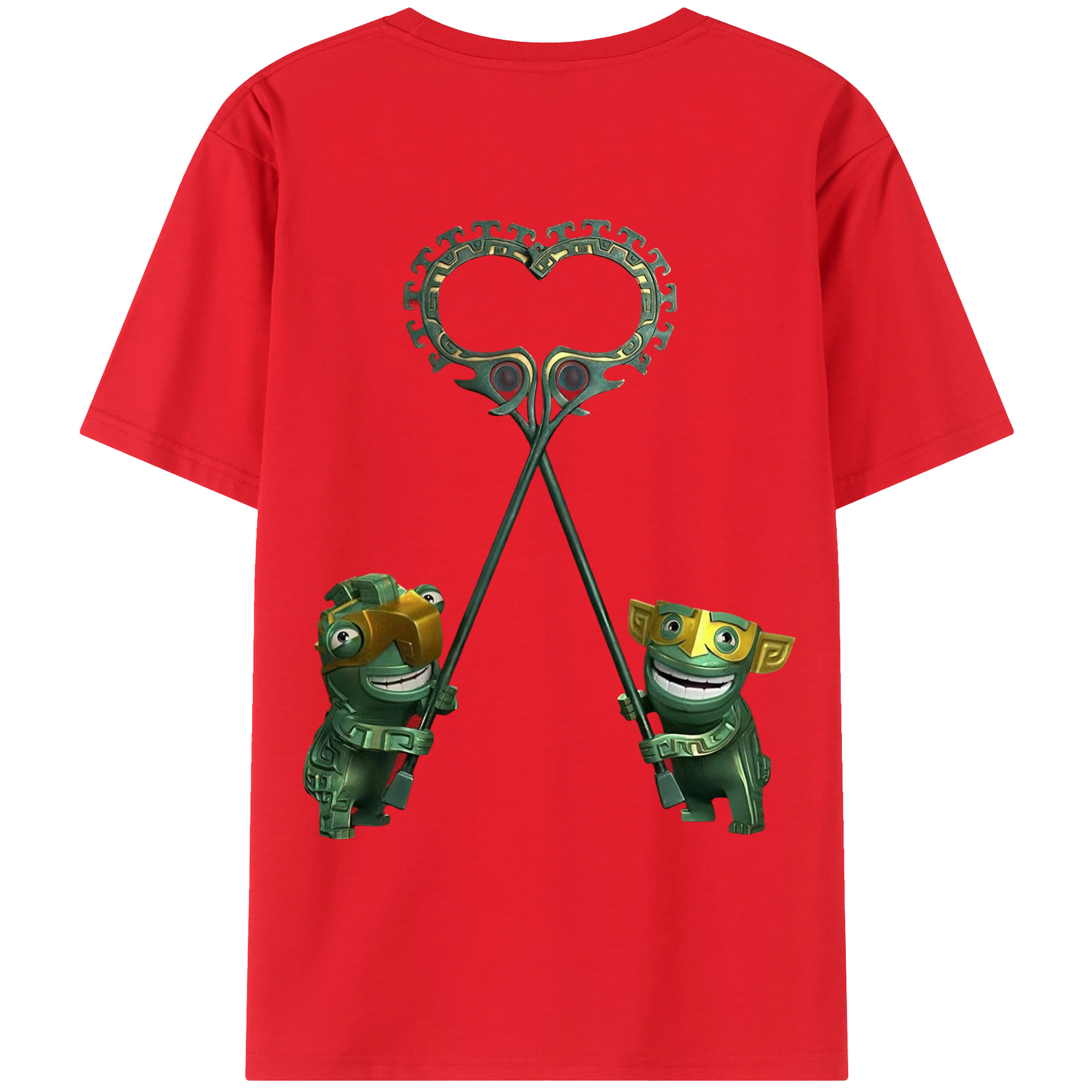 （画像用） Ne Zha 2 ナタ 魔童の大暴れ 綿100％ メンズ半袖Tシャツ（バックプリント） 通気性