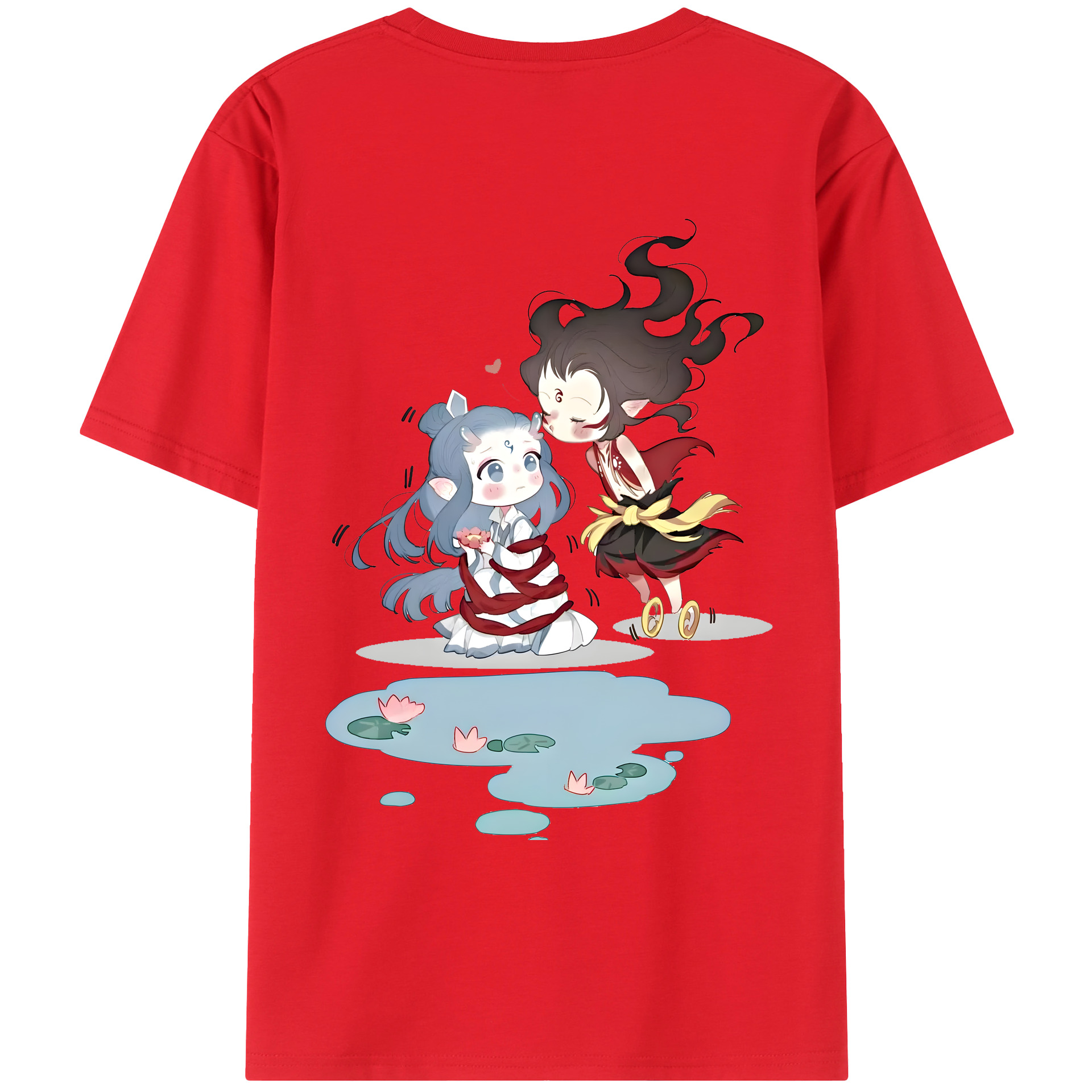 （画像用） Ne Zha 2 ナタ 魔童の大暴れ 綿100％ メンズ半袖Tシャツ（バックプリント） 通気性