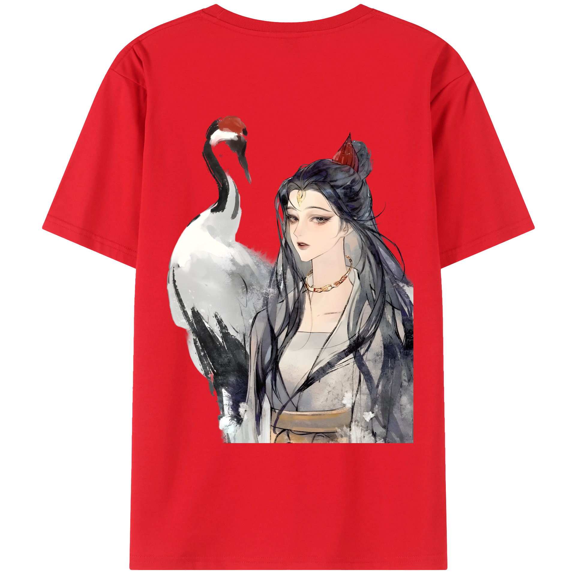 （画像用） Ne Zha 2 ナタ 魔童の大暴れ 綿100％ メンズ半袖Tシャツ（バックプリント） 通気性