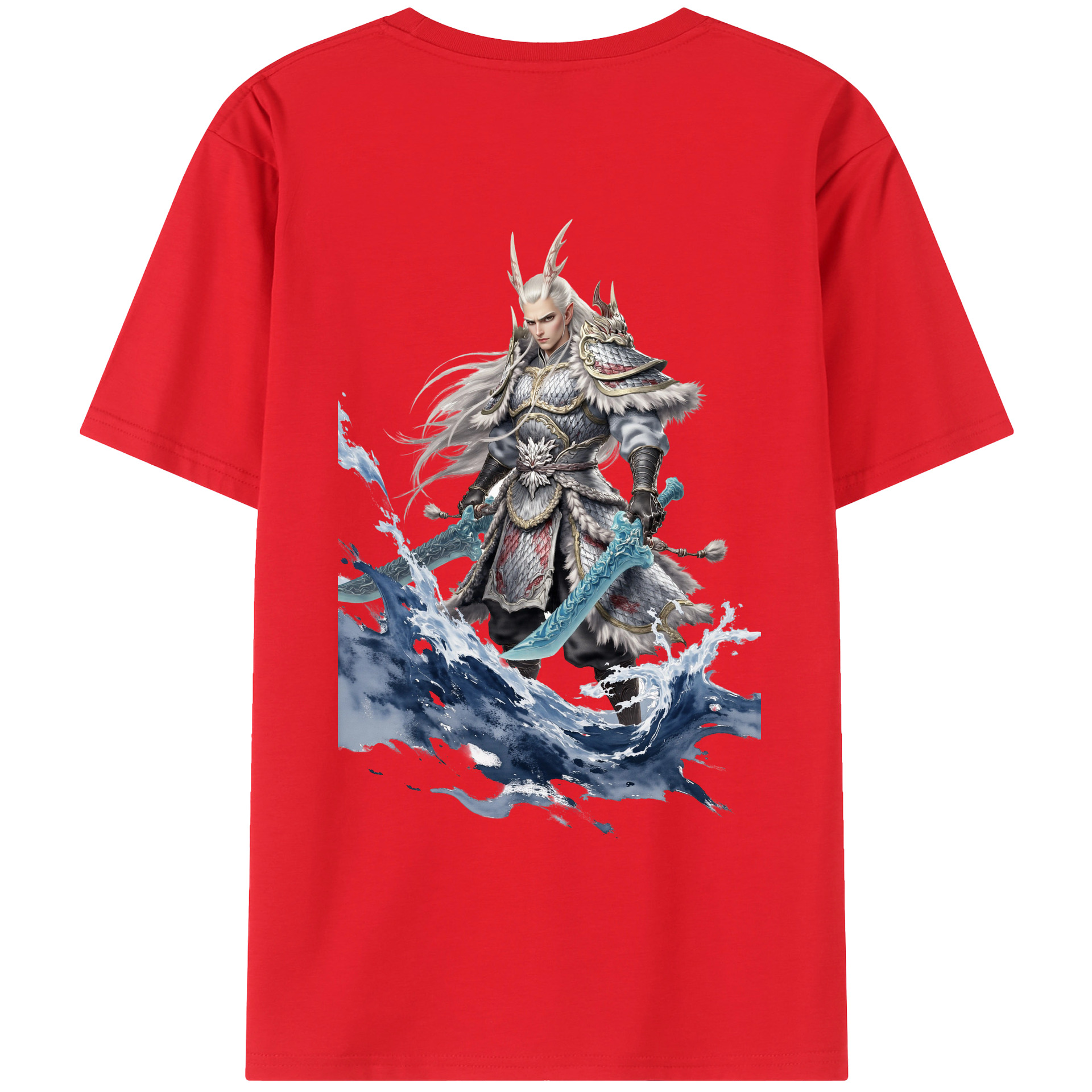 （画像用） Ne Zha 2 ナタ 魔童の大暴れ 綿100％ メンズ半袖Tシャツ（バックプリント） 通気性