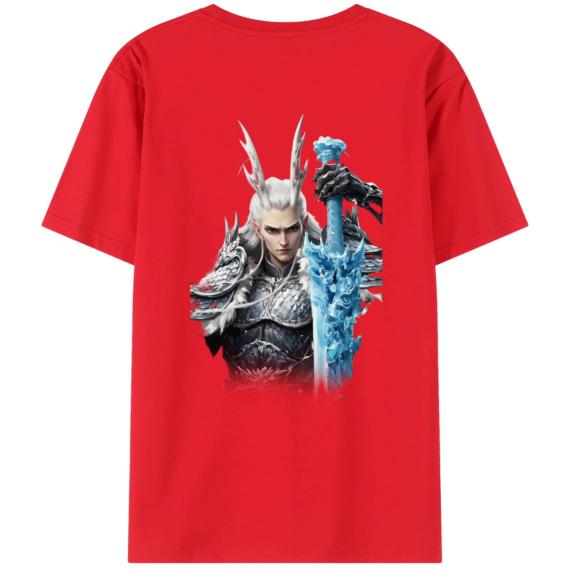 （画像用） Ne Zha 2 ナタ 魔童の大暴れ 綿100％ メンズ半袖Tシャツ（バックプリント） 通気性