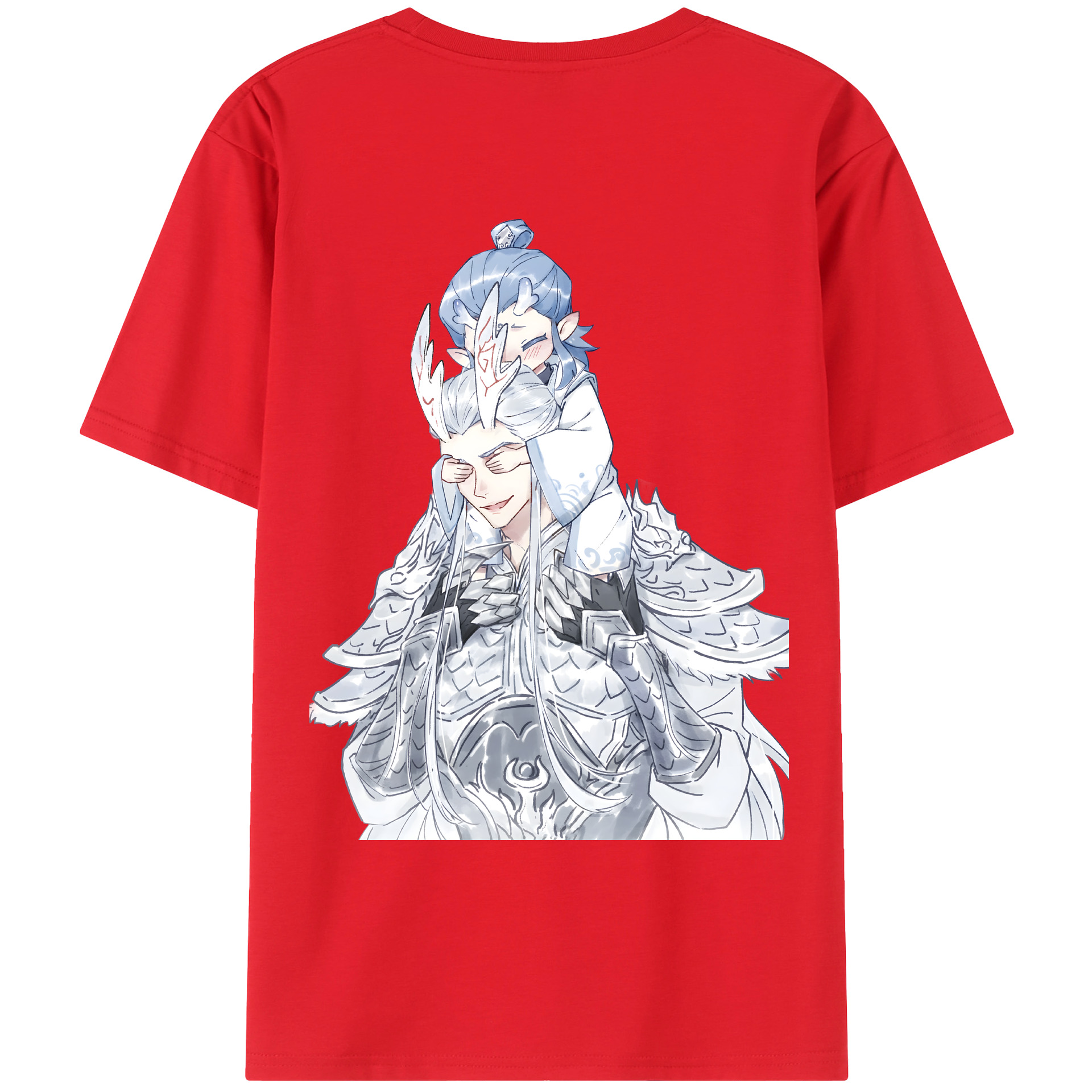 （画像用） Ne Zha 2 ナタ 魔童の大暴れ 綿100％ メンズ半袖Tシャツ（バックプリント） 通気性