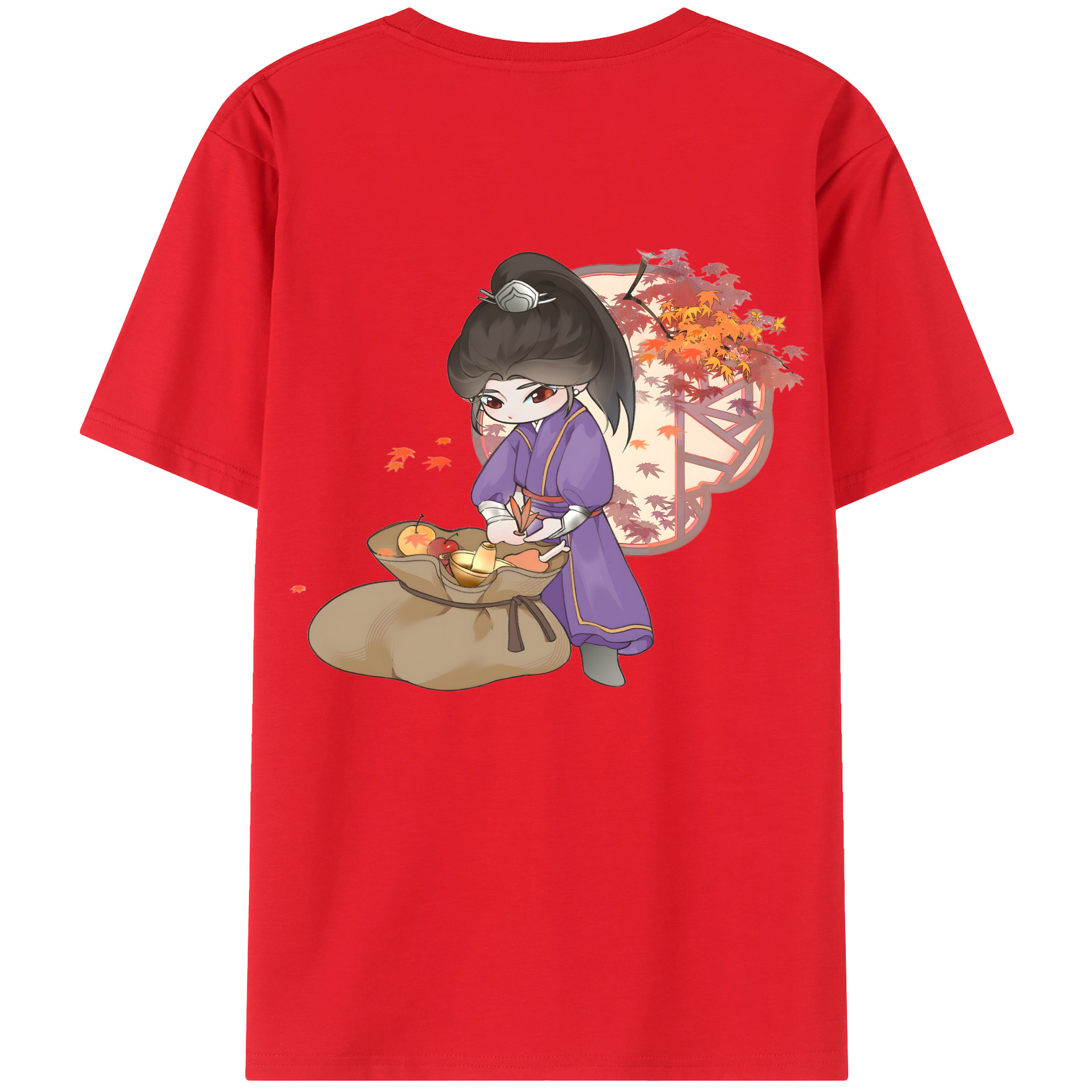 （画像用） Ne Zha 2 ナタ 魔童の大暴れ 綿100％ メンズ半袖Tシャツ（バックプリント） 通気性