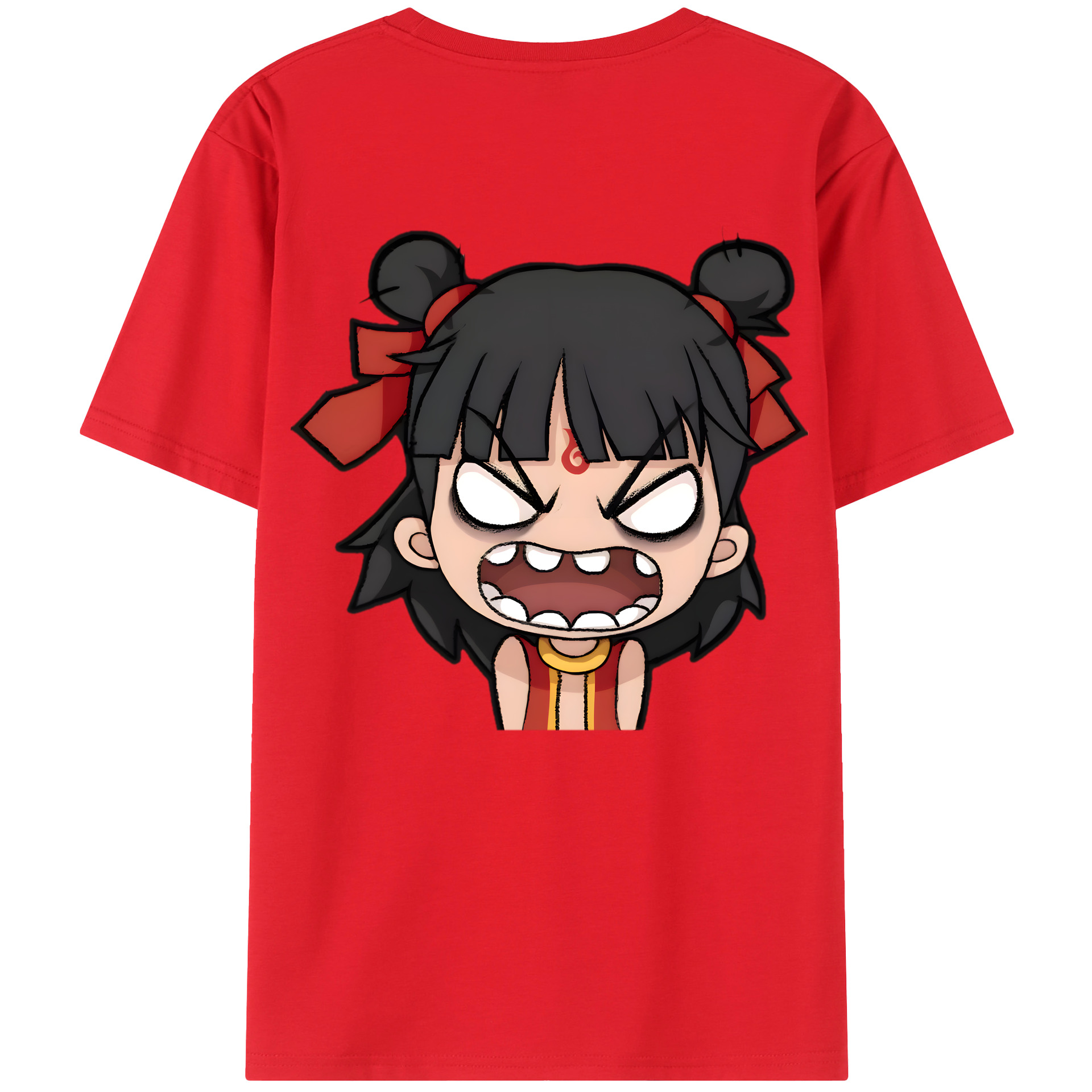 （画像用） Ne Zha 2 ナタ 魔童の大暴れ 綿100％ メンズ半袖Tシャツ（バックプリント） 通気性