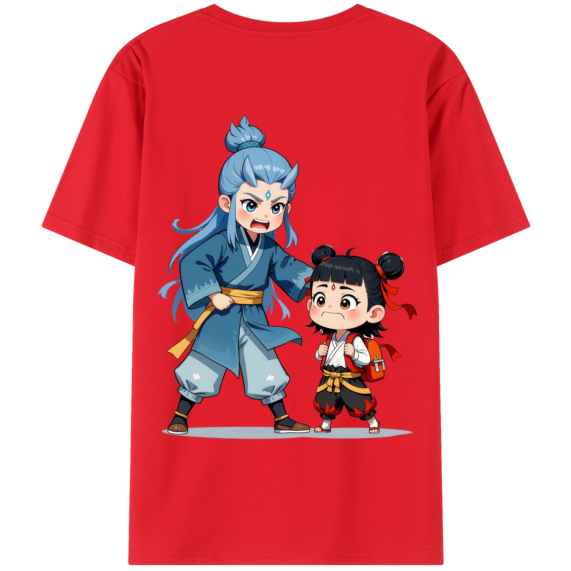 （画像用） Ne Zha 2 ナタ 魔童の大暴れ 綿100％ メンズ半袖Tシャツ（バックプリント） 通気性