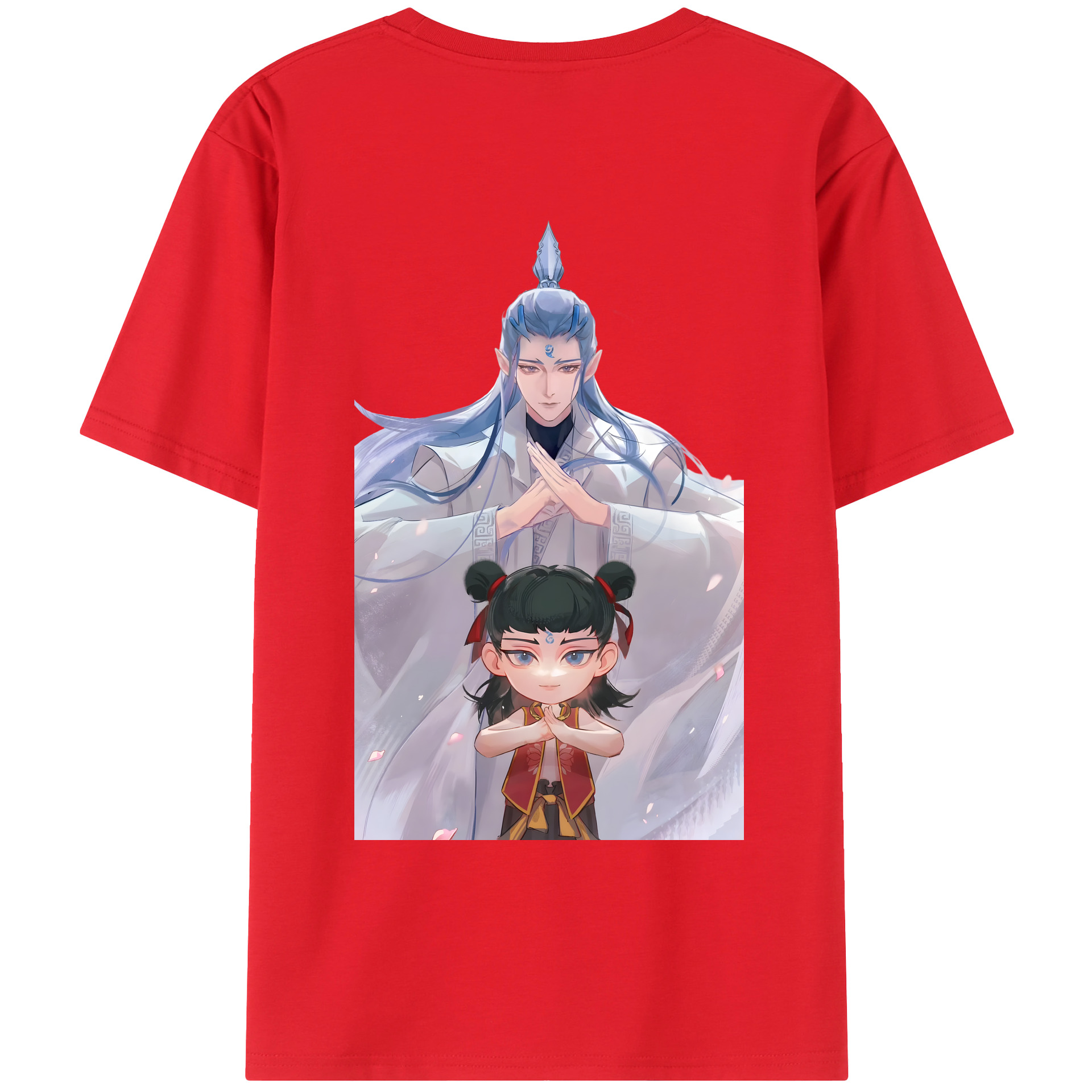 （画像用） Ne Zha 2 ナタ 魔童の大暴れ 綿100％ メンズ半袖Tシャツ（バックプリント） 通気性