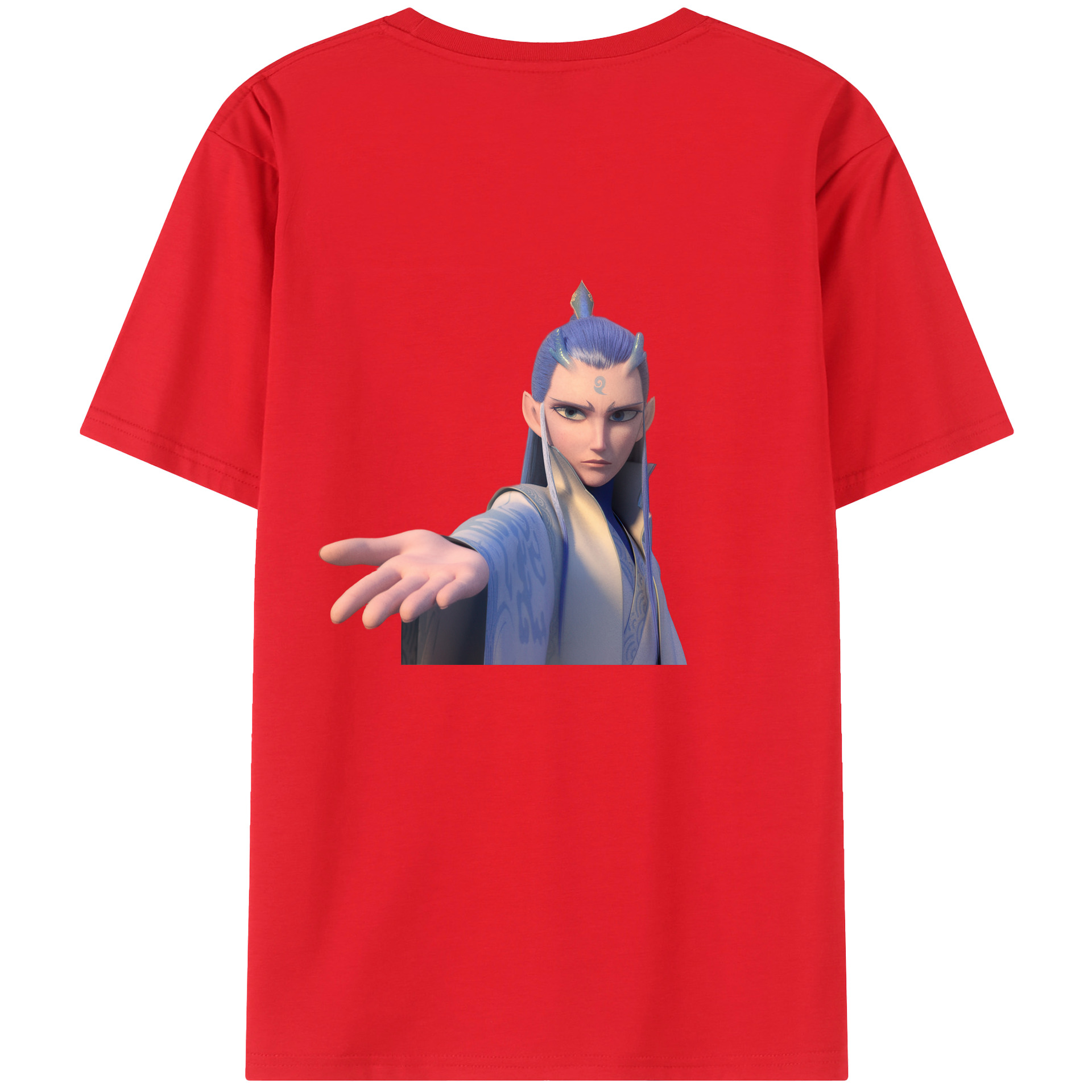 （画像用） Ne Zha 2 ナタ 魔童の大暴れ 綿100％ メンズ半袖Tシャツ（バックプリント） 通気性