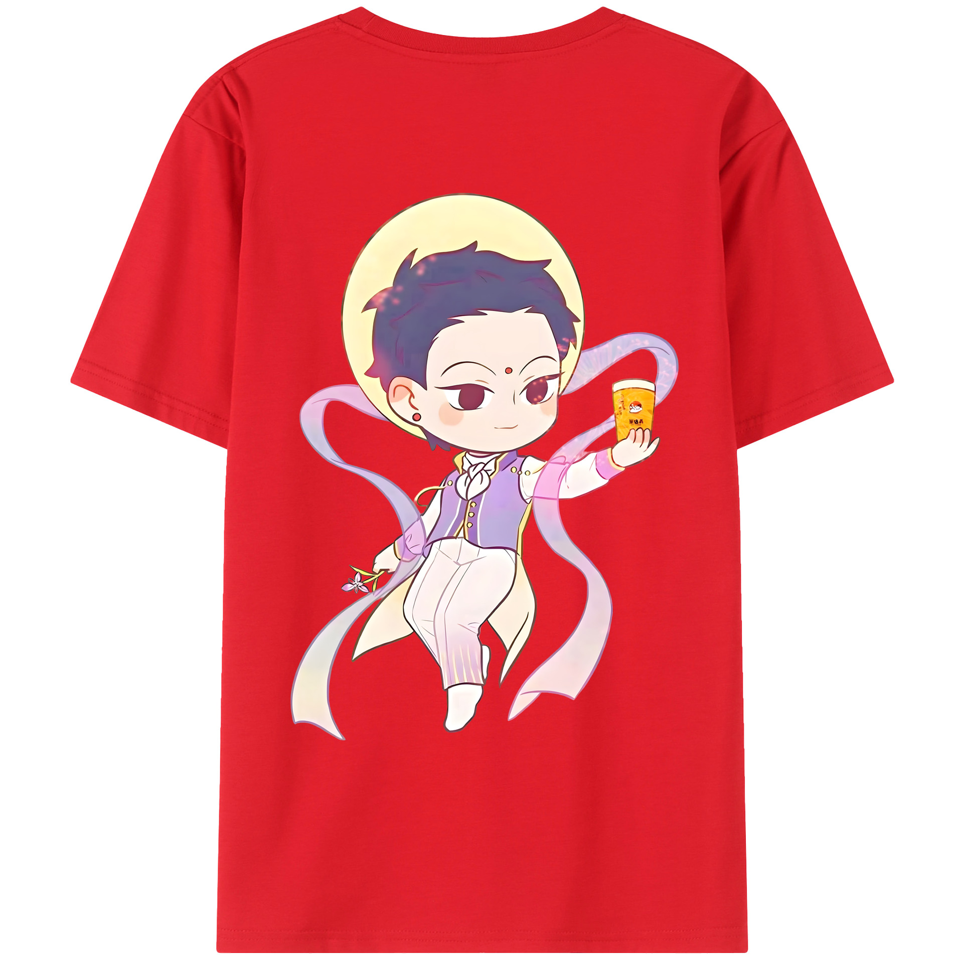 （画像用） Ne Zha 2 ナタ 魔童の大暴れ 綿100％ メンズ半袖Tシャツ（バックプリント） 通気性