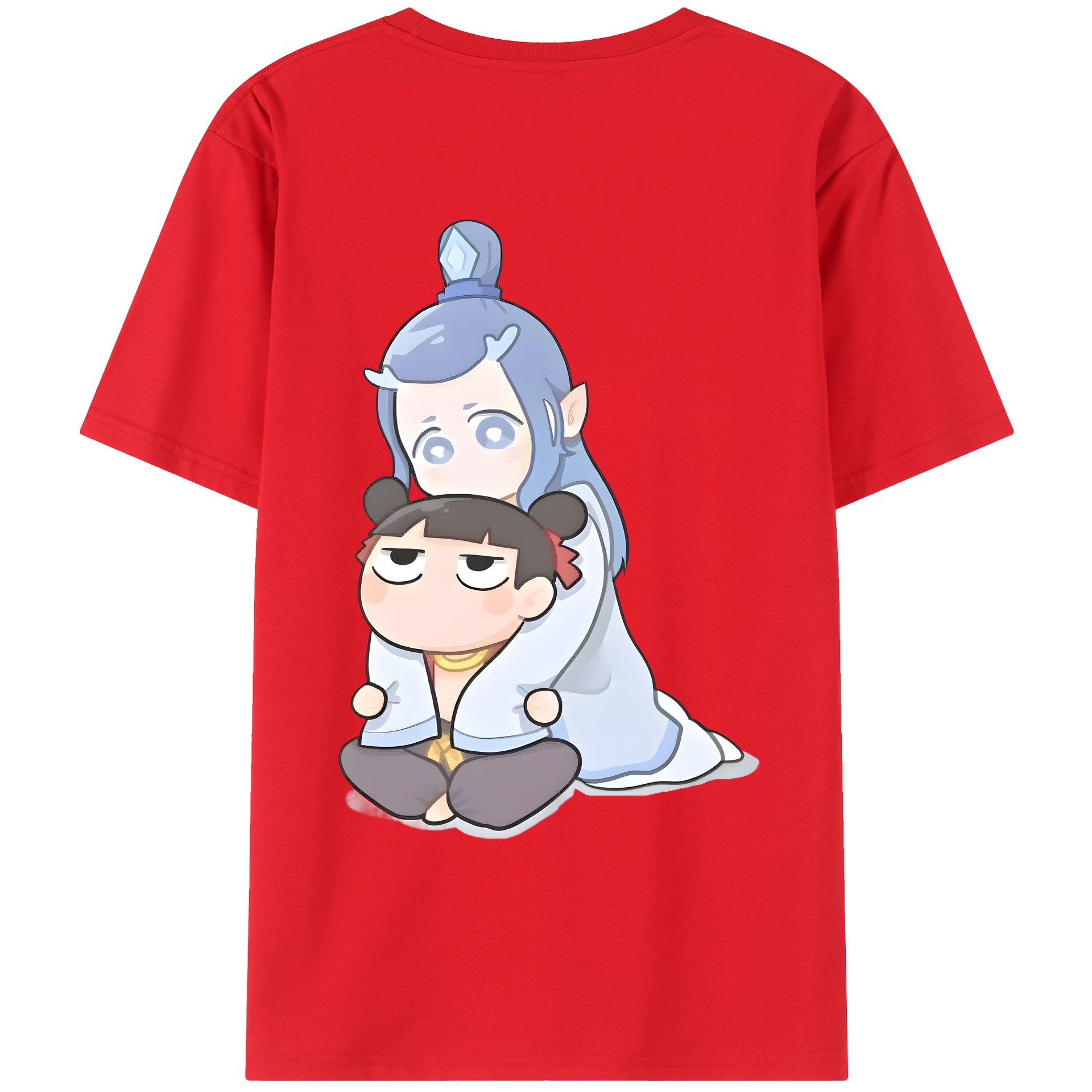 （画像用） Ne Zha 2 ナタ 魔童の大暴れ 綿100％ メンズ半袖Tシャツ（バックプリント） 通気性