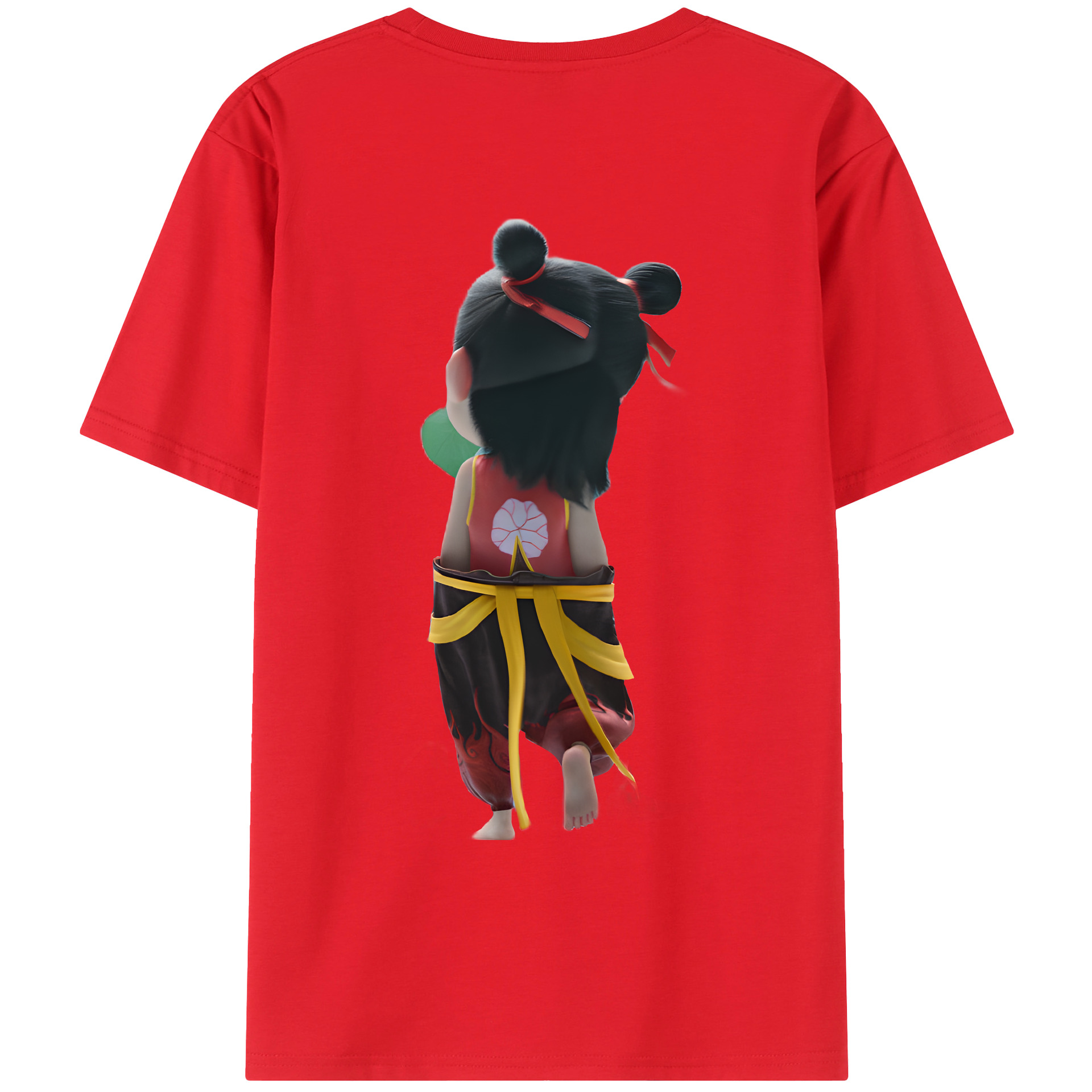 （画像用） Ne Zha 2 ナタ 魔童の大暴れ 綿100％ メンズ半袖Tシャツ（バックプリント） 通気性