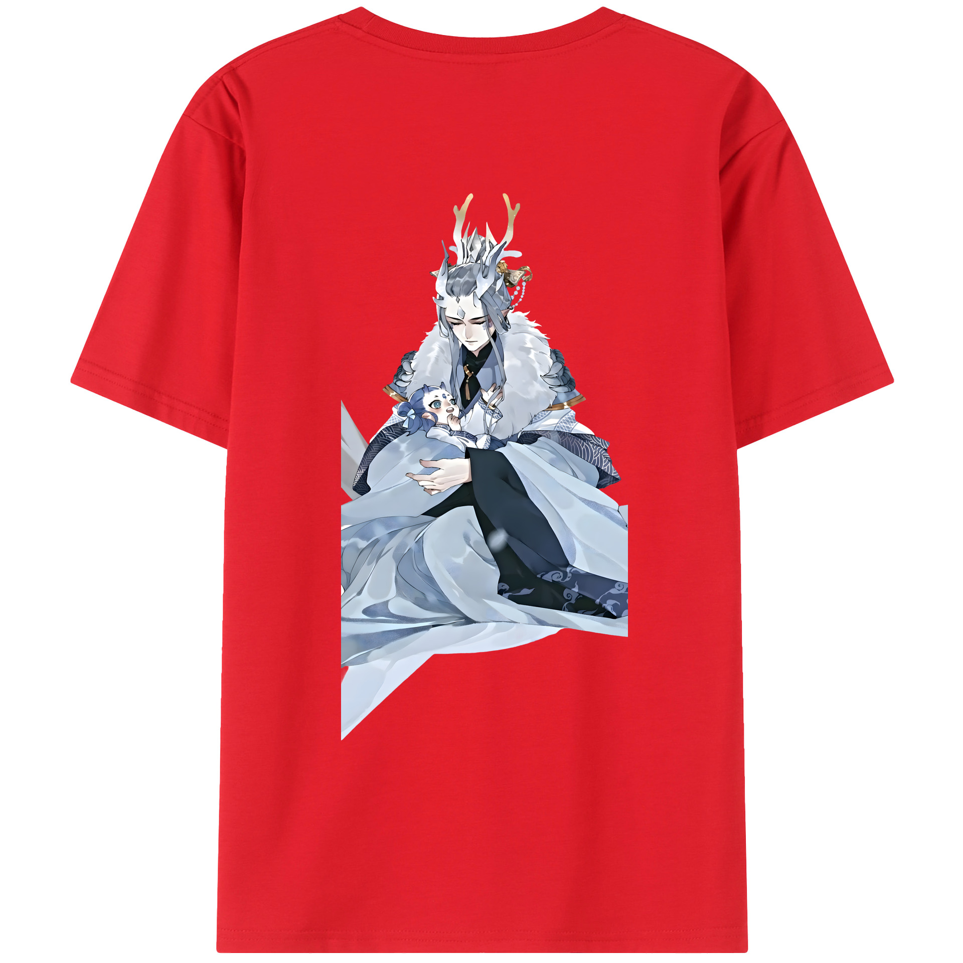 （画像用） Ne Zha 2 ナタ 魔童の大暴れ 綿100％ メンズ半袖Tシャツ（バックプリント） 通気性