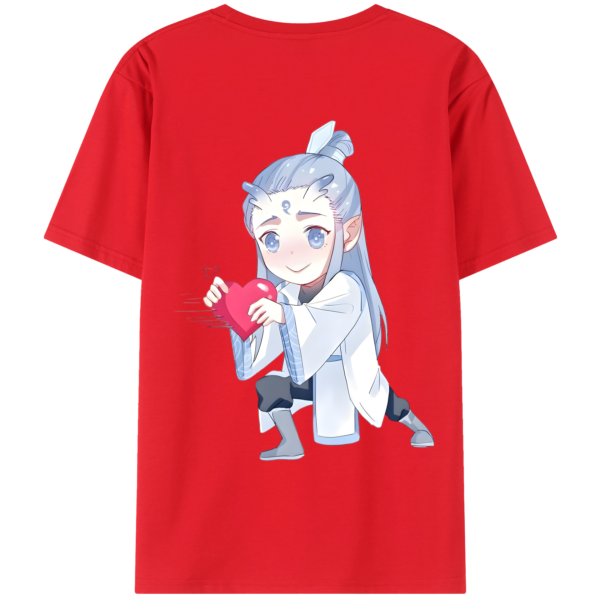 （画像用） Ne Zha 2 ナタ 魔童の大暴れ 綿100％ メンズ半袖Tシャツ（バックプリント） 通気性