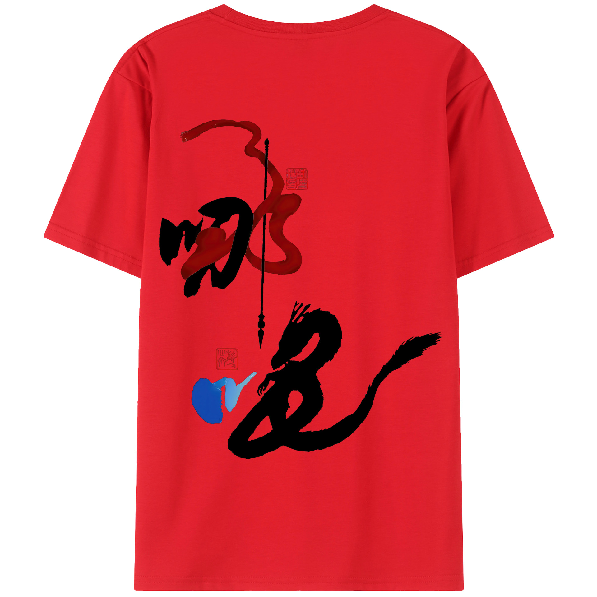 （画像用） Ne Zha 2 ナタ 魔童の大暴れ 綿100％ メンズ半袖Tシャツ（バックプリント） 通気性