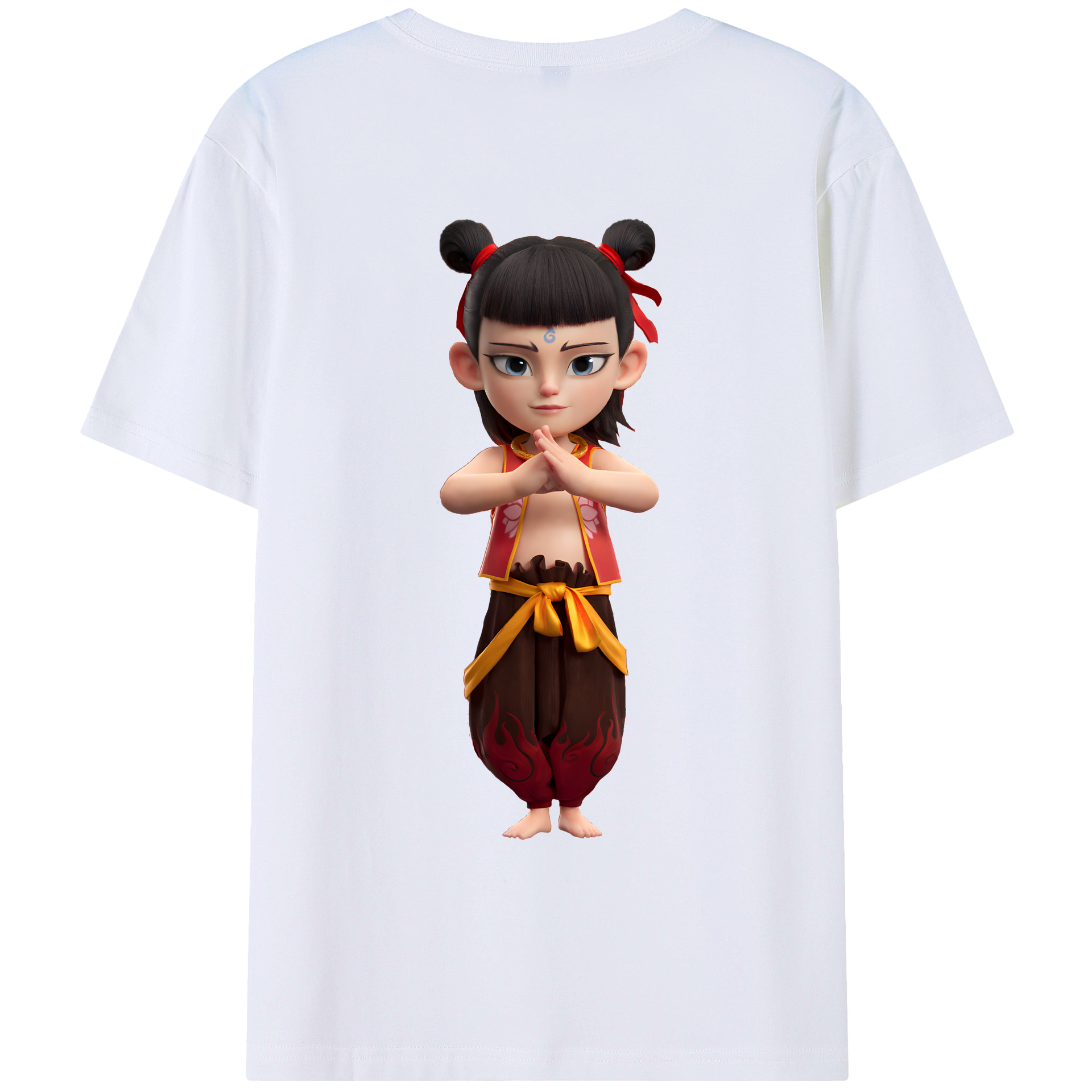 （画像用） Ne Zha 2 ナタ 魔童の大暴れ 綿100％ メンズ半袖Tシャツ（バックプリント） 通気性