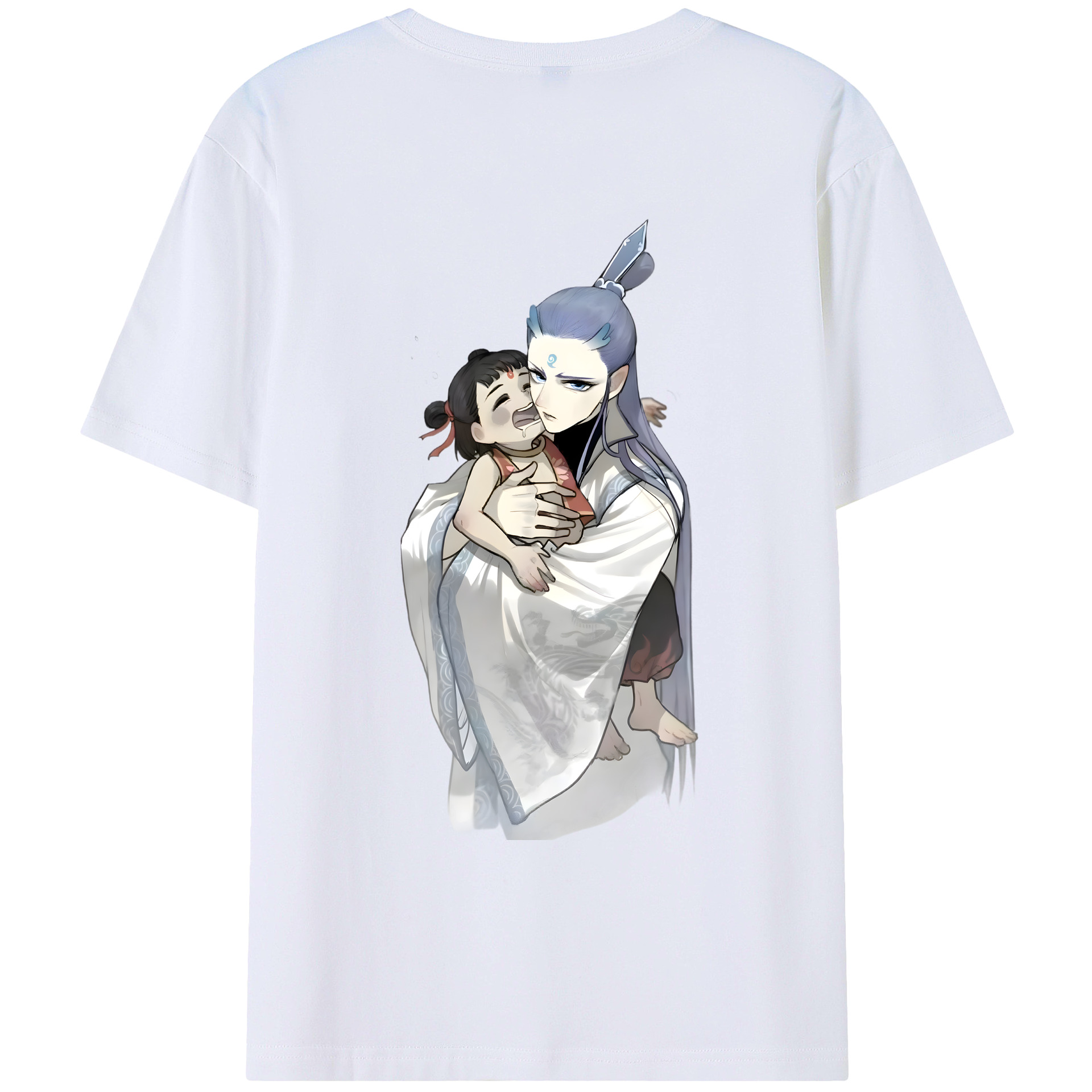 （画像用） Ne Zha 2 ナタ 魔童の大暴れ 綿100％ メンズ半袖Tシャツ（バックプリント） 通気性