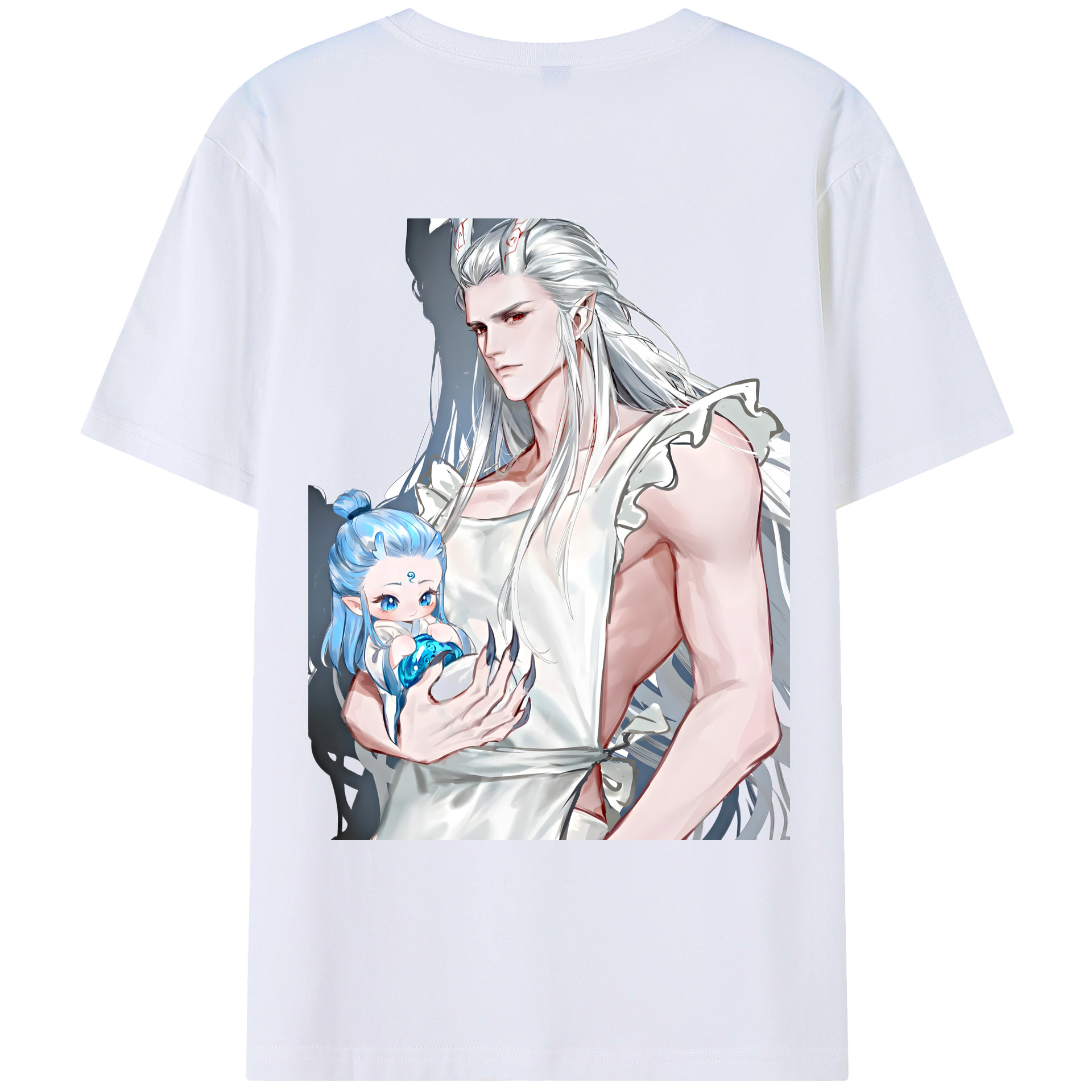 （画像用） Ne Zha 2 ナタ 魔童の大暴れ 綿100％ メンズ半袖Tシャツ（バックプリント） 通気性