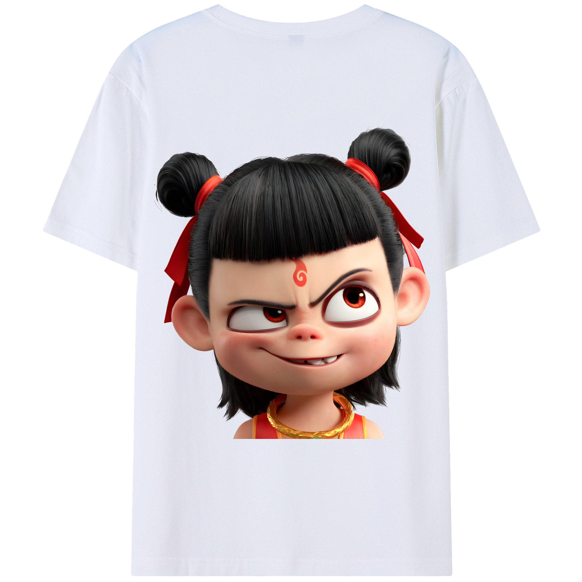 （画像用） Ne Zha 2 ナタ 魔童の大暴れ 綿100％ メンズ半袖Tシャツ（バックプリント） 通気性