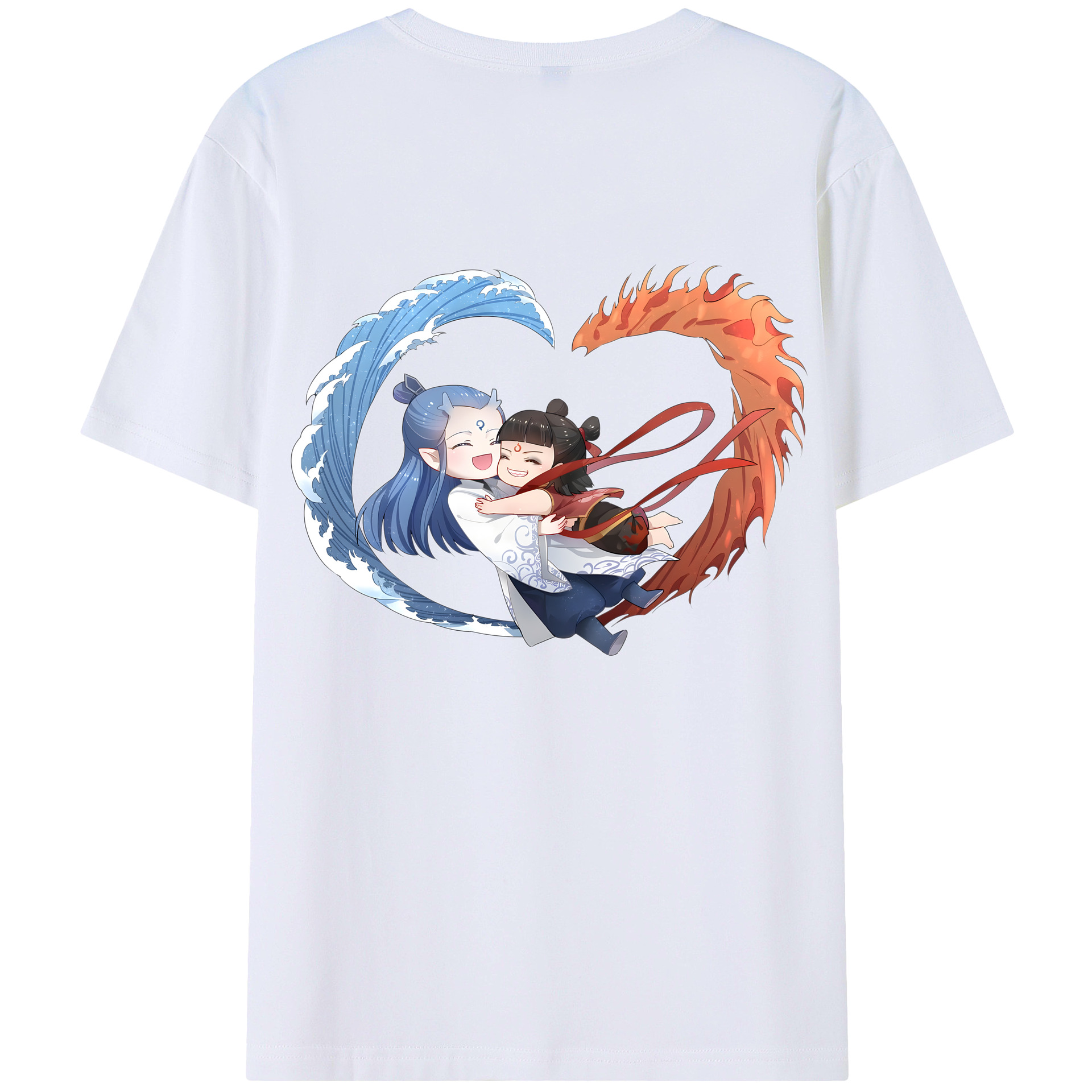 （画像用） Ne Zha 2 ナタ 魔童の大暴れ 綿100％ メンズ半袖Tシャツ（バックプリント） 通気性