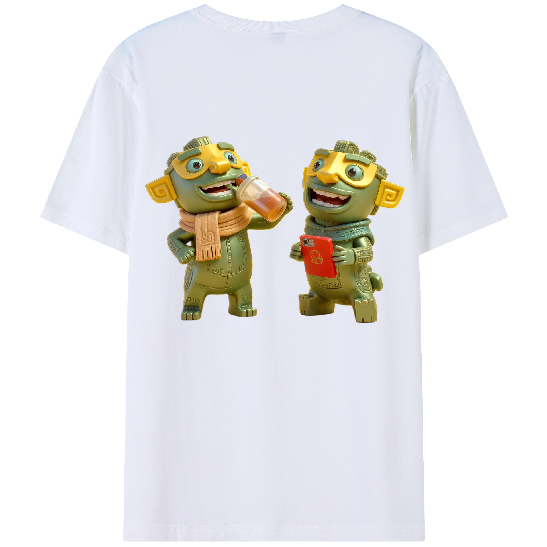 （画像用） Ne Zha 2 ナタ 魔童の大暴れ 綿100％ メンズ半袖Tシャツ（バックプリント） 通気性