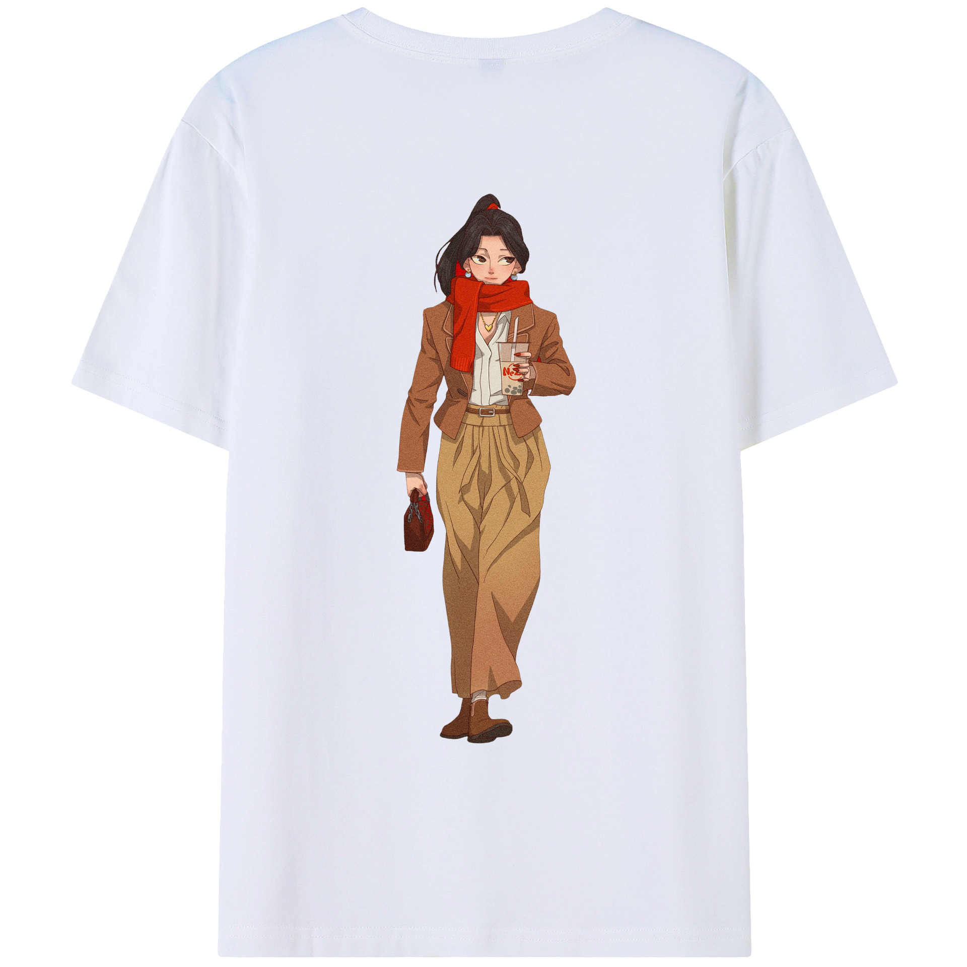 （画像用） Ne Zha 2 ナタ 魔童の大暴れ 綿100％ メンズ半袖Tシャツ（バックプリント） 通気性