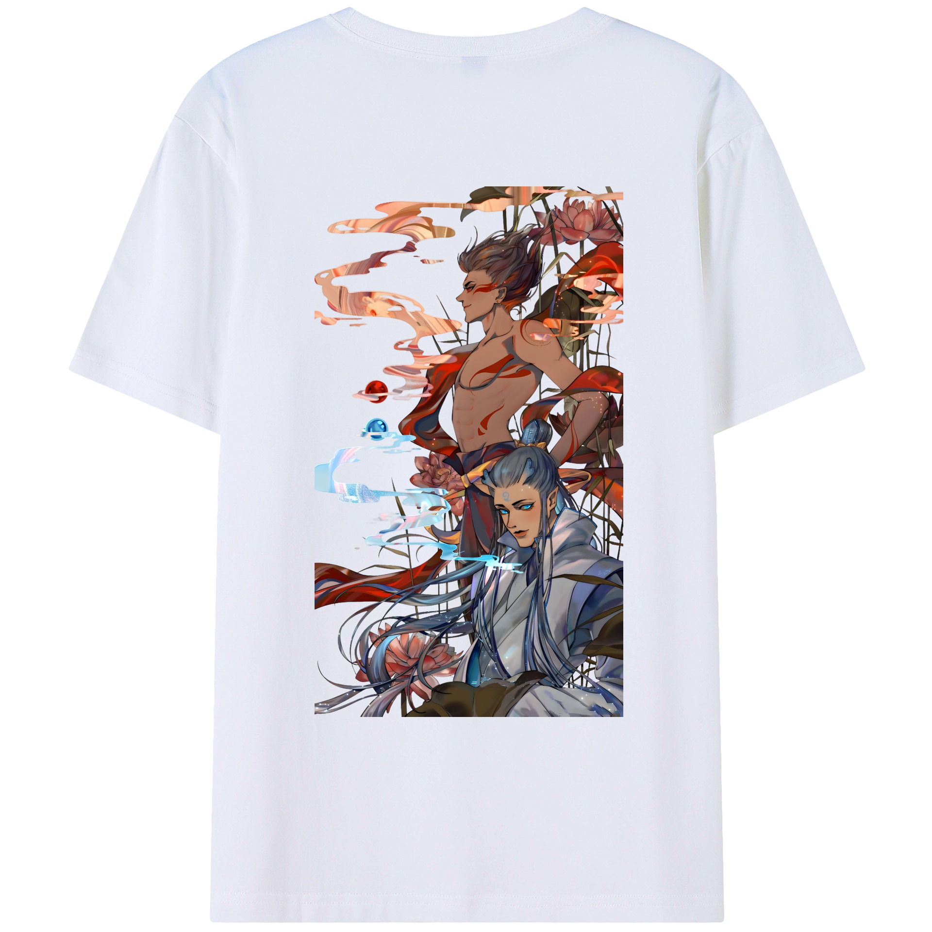 （画像用） Ne Zha 2 ナタ 魔童の大暴れ 綿100％ メンズ半袖Tシャツ（バックプリント） 通気性