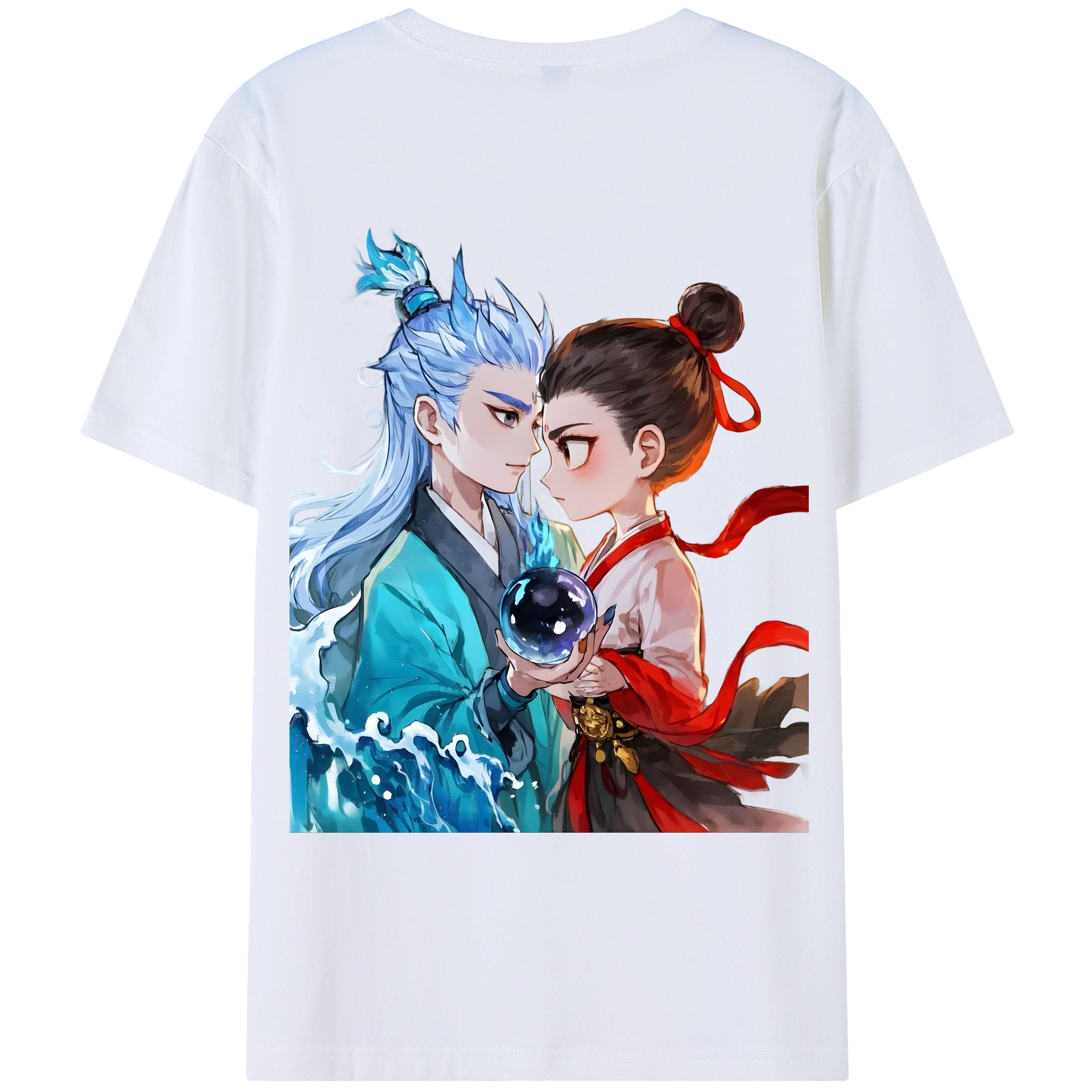 （画像用） Ne Zha 2 ナタ 魔童の大暴れ 綿100％ メンズ半袖Tシャツ（バックプリント） 通気性
