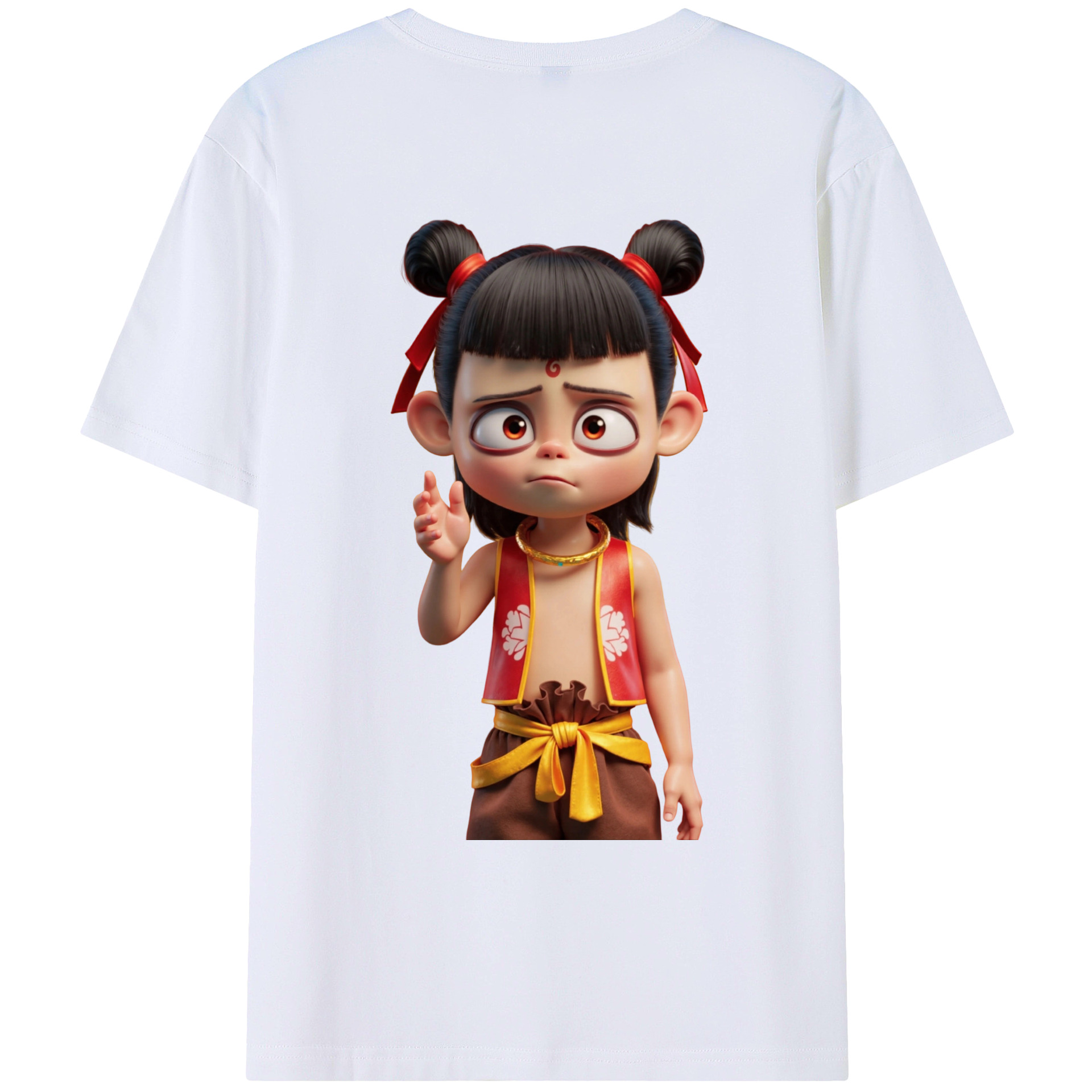 （画像用） Ne Zha 2 ナタ 魔童の大暴れ 綿100％ メンズ半袖Tシャツ（バックプリント） 通気性