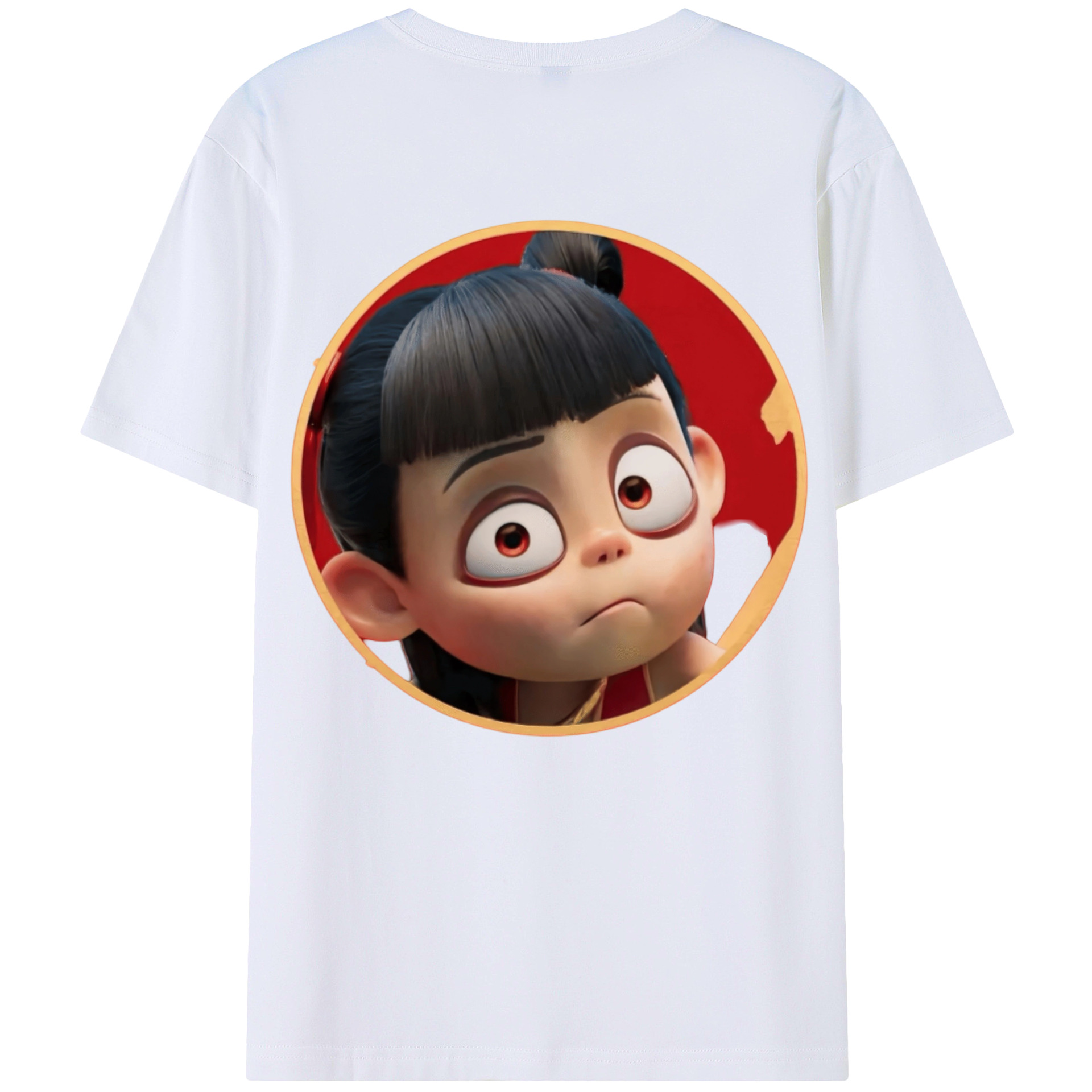 （画像用） Ne Zha 2 ナタ 魔童の大暴れ 綿100％ メンズ半袖Tシャツ（バックプリント） 通気性
