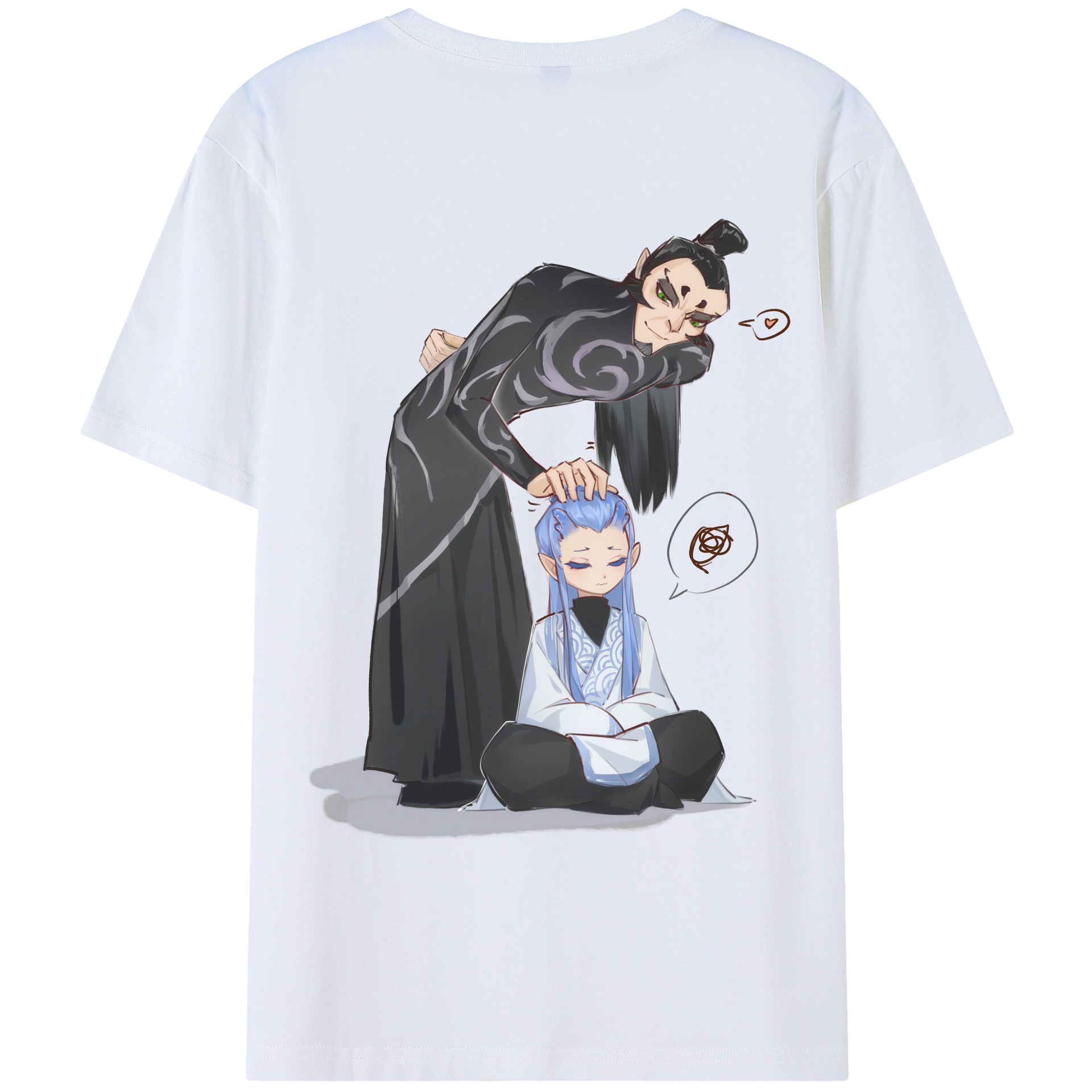（画像用） Ne Zha 2 ナタ 魔童の大暴れ 綿100％ メンズ半袖Tシャツ（バックプリント） 通気性
