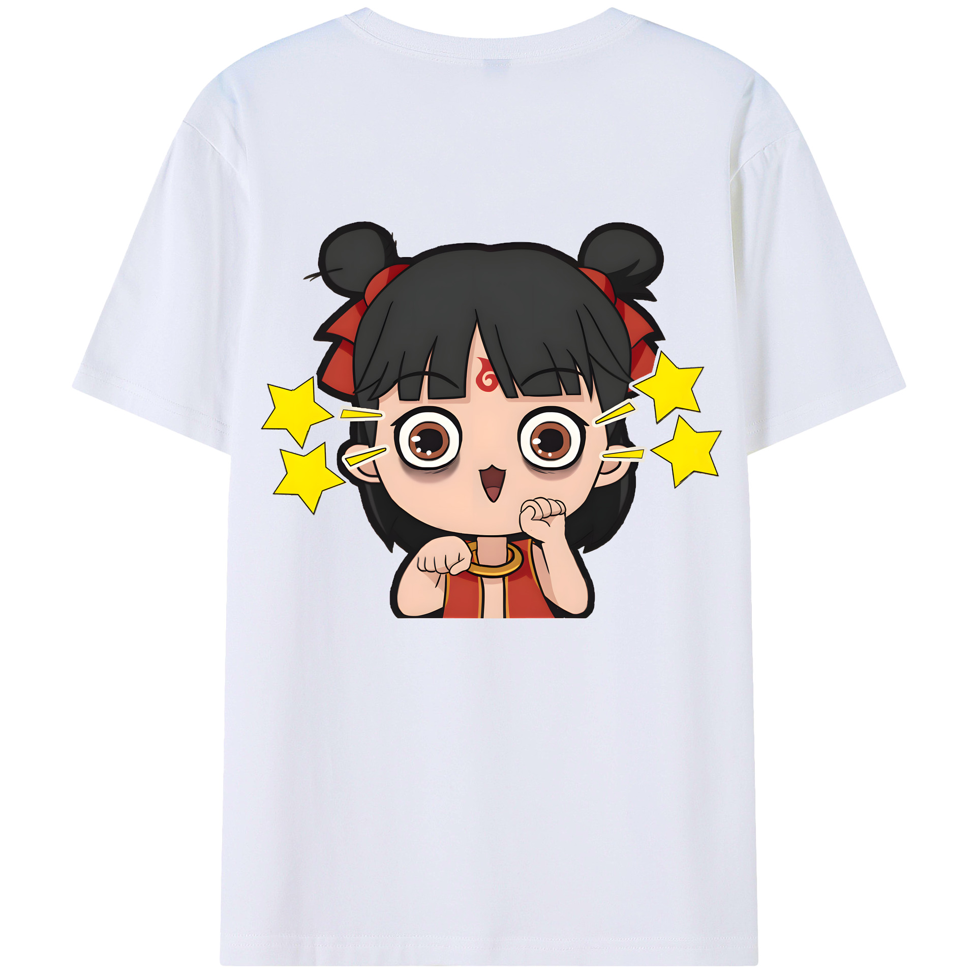 （画像用） Ne Zha 2 ナタ 魔童の大暴れ 綿100％ メンズ半袖Tシャツ（バックプリント） 通気性