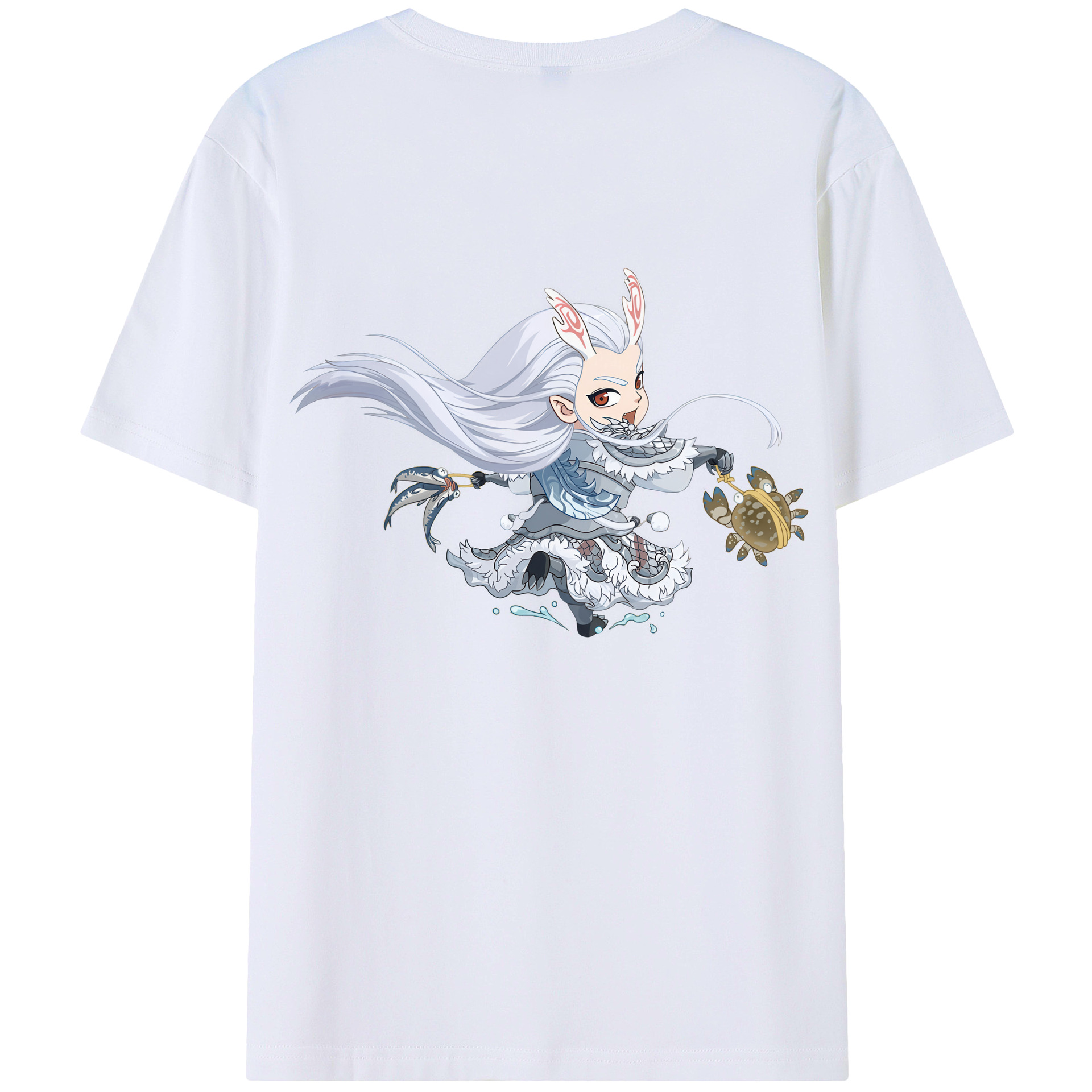 （画像用） Ne Zha 2 ナタ 魔童の大暴れ 綿100％ メンズ半袖Tシャツ（バックプリント） 通気性