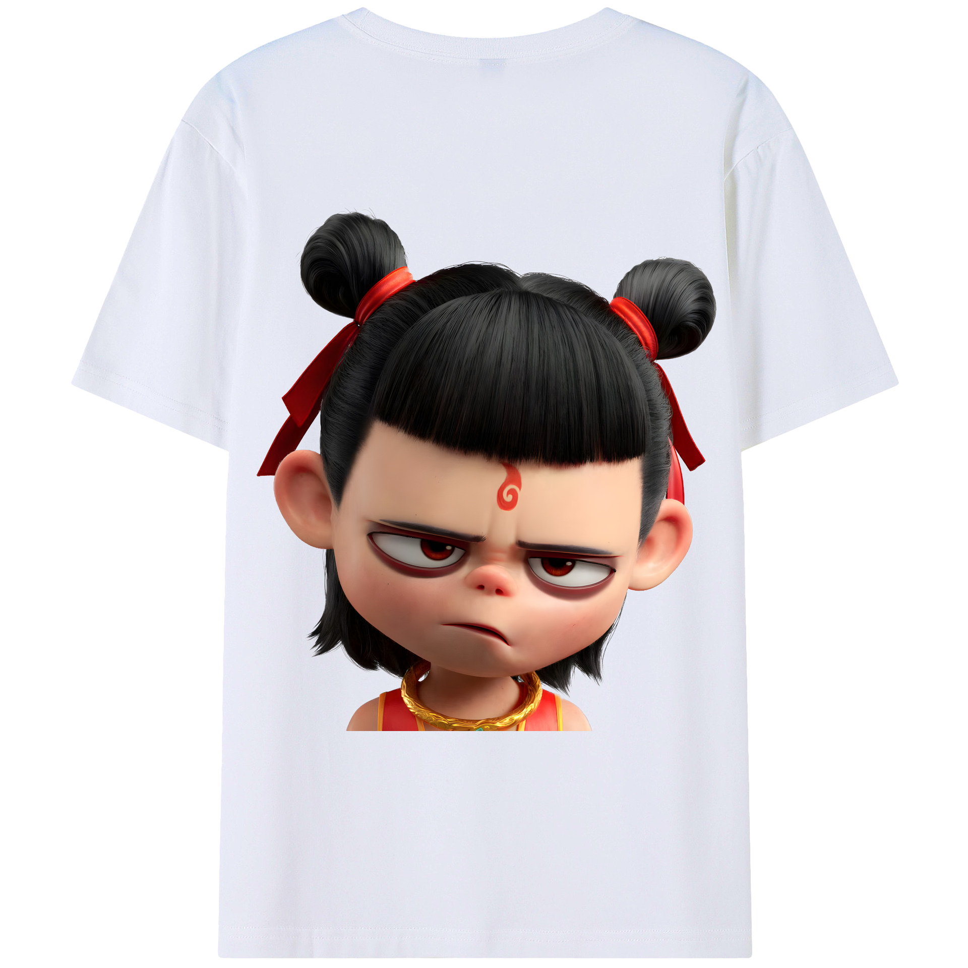 （画像用） Ne Zha 2 ナタ 魔童の大暴れ 綿100％ メンズ半袖Tシャツ（バックプリント） 通気性