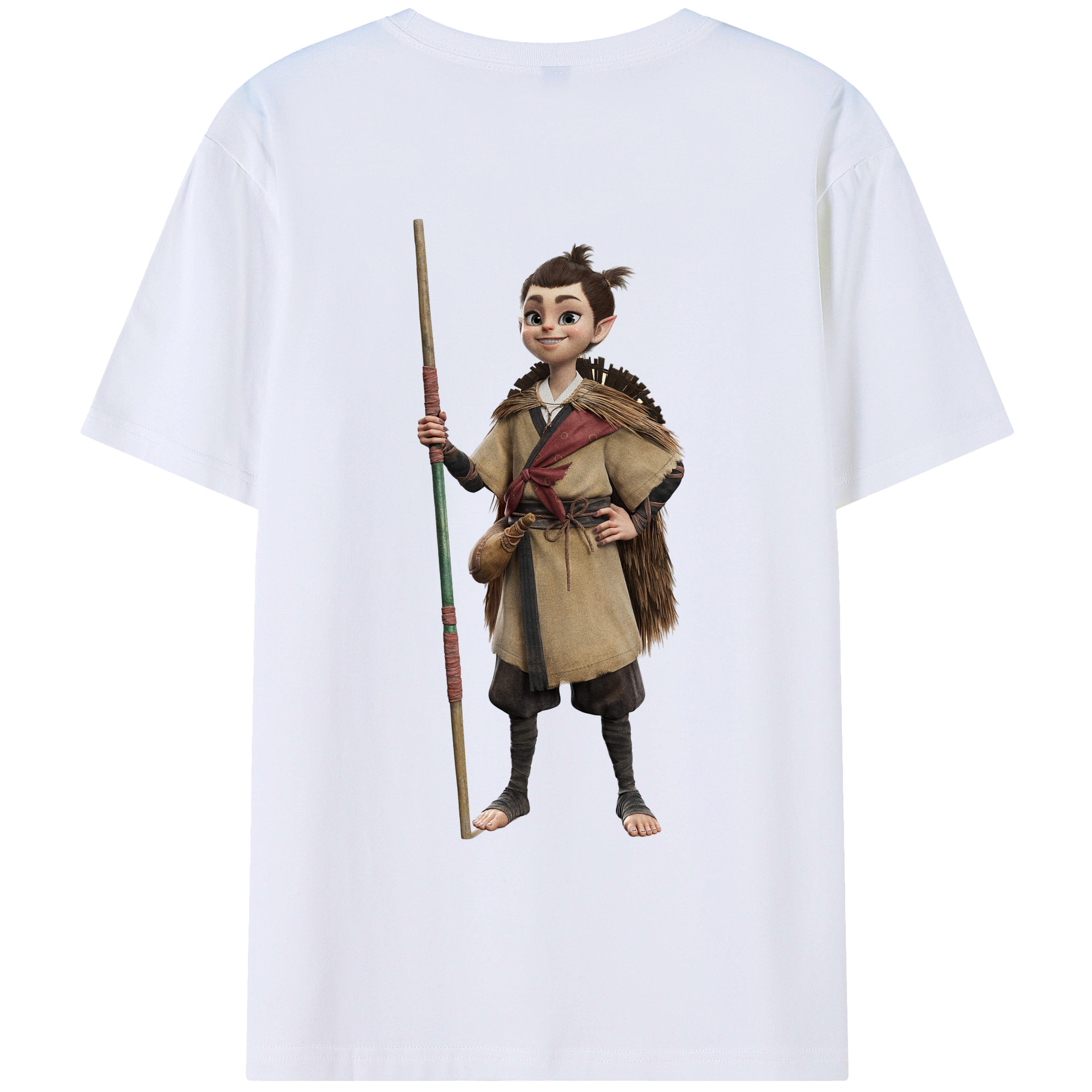 （画像用） Ne Zha 2 ナタ 魔童の大暴れ 綿100％ メンズ半袖Tシャツ（バックプリント） 通気性
